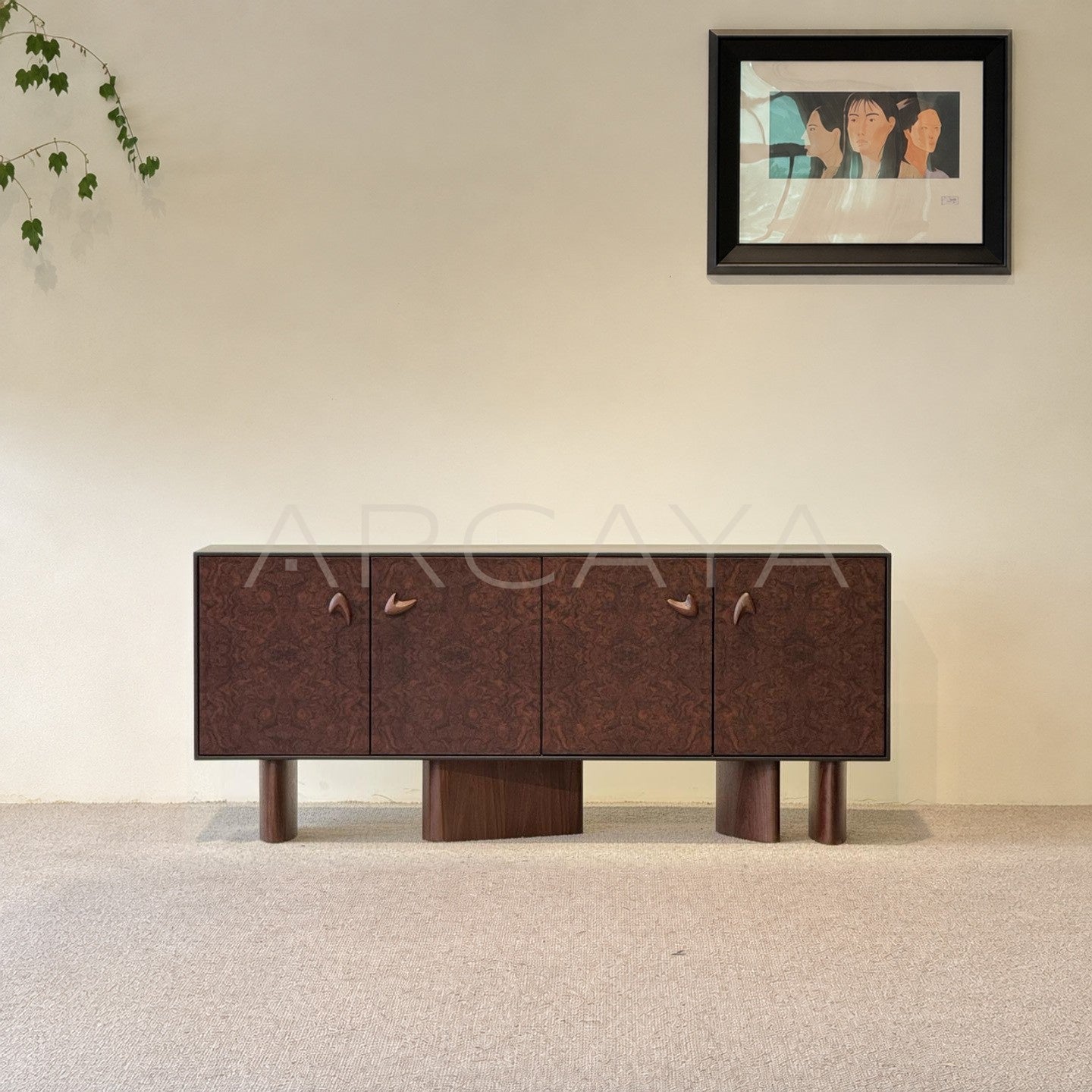 Mid Century Vintage Wood Entryway Cabinet
