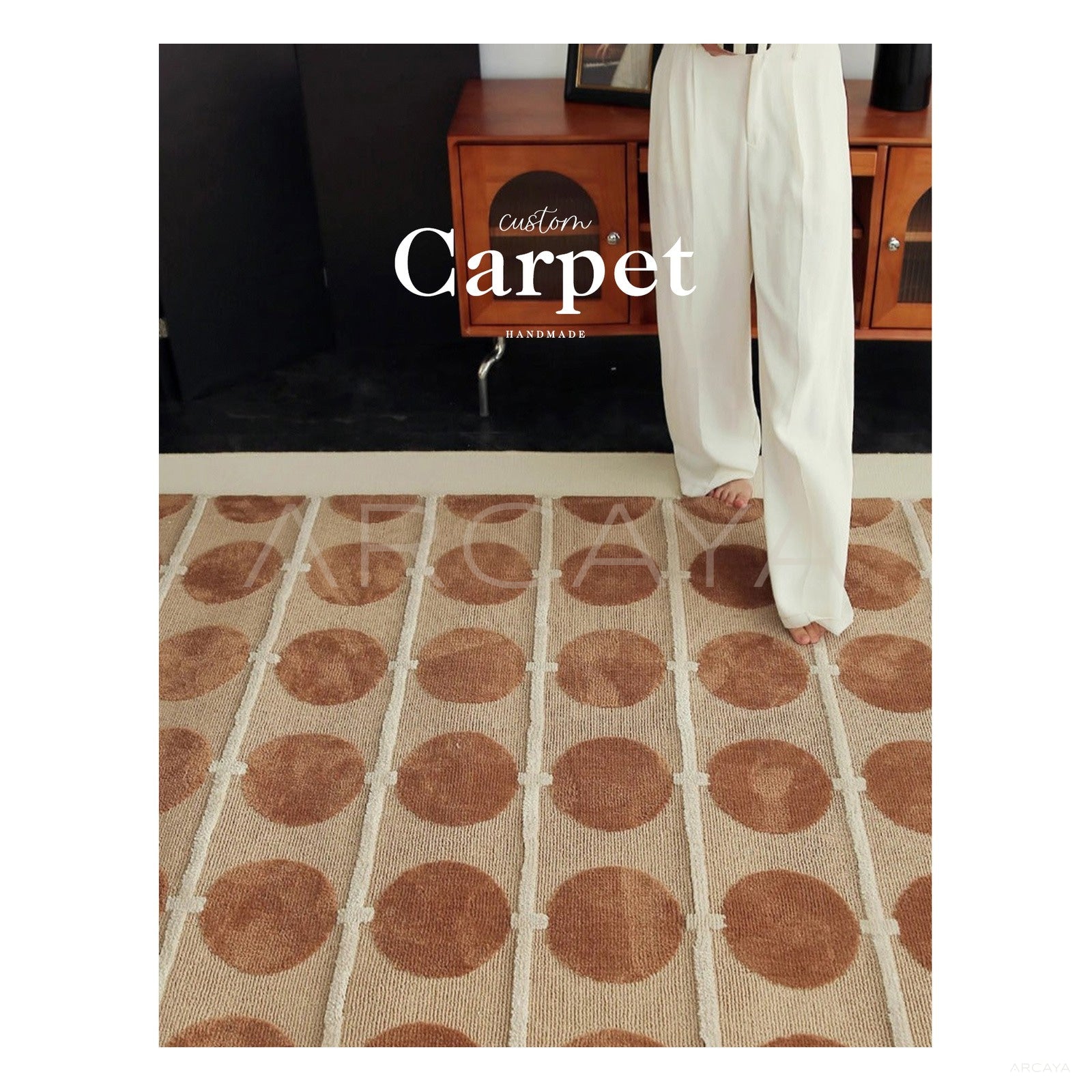 Beige Red Brown Dot Rug Dsm P025 C03 - scene