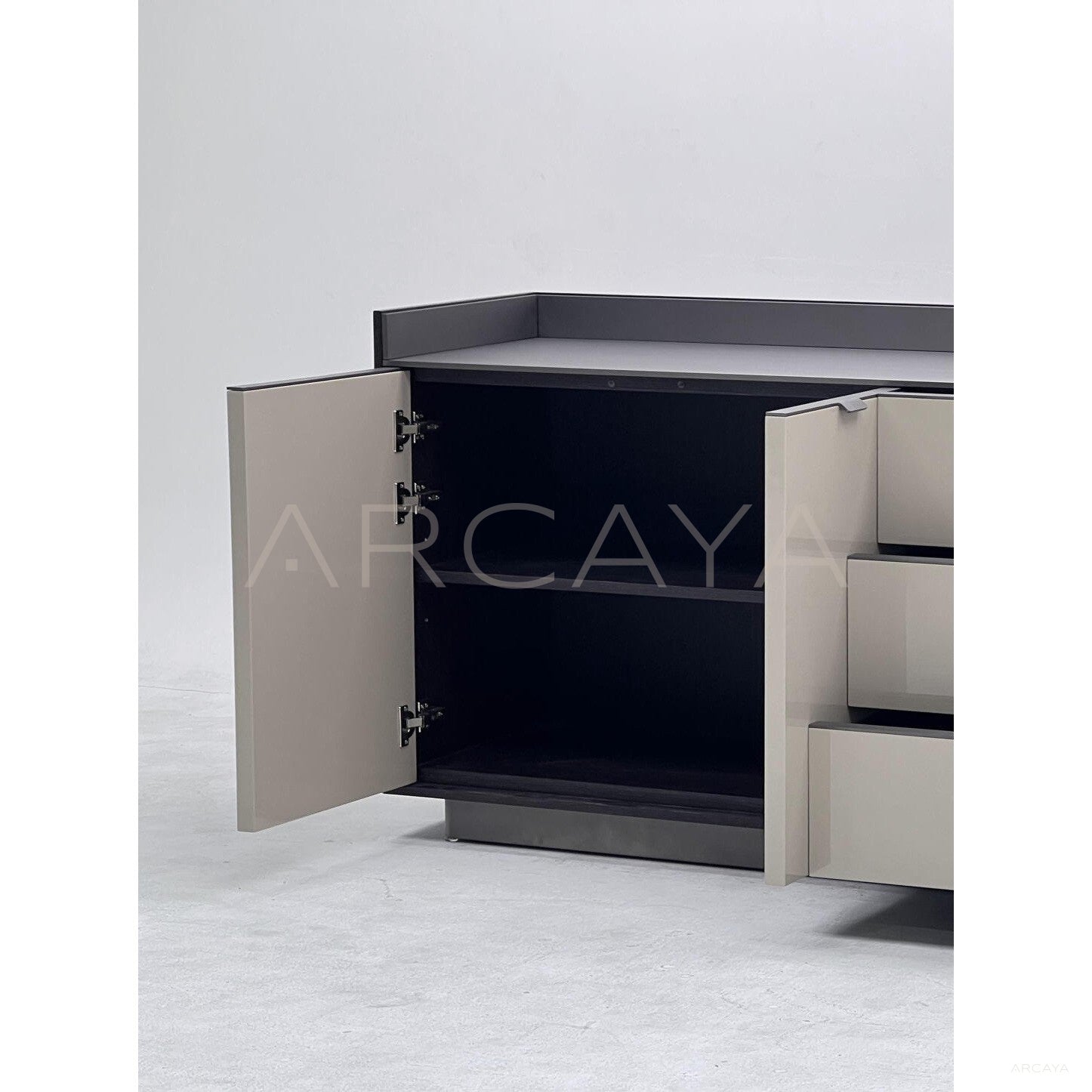 Two Tone Veneer Three Drawer Two Door Sideboard - scene