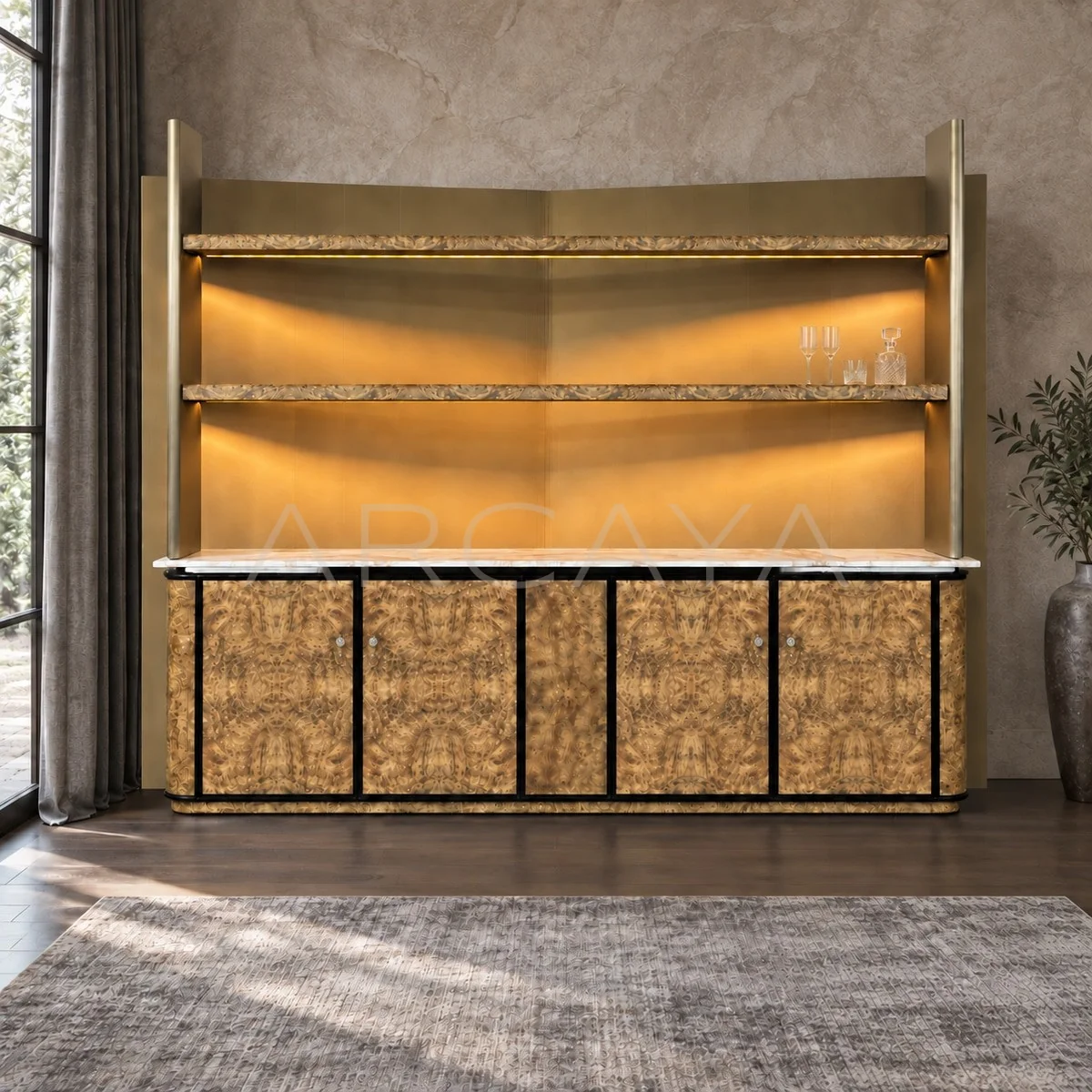Burl Veneer Bookcase