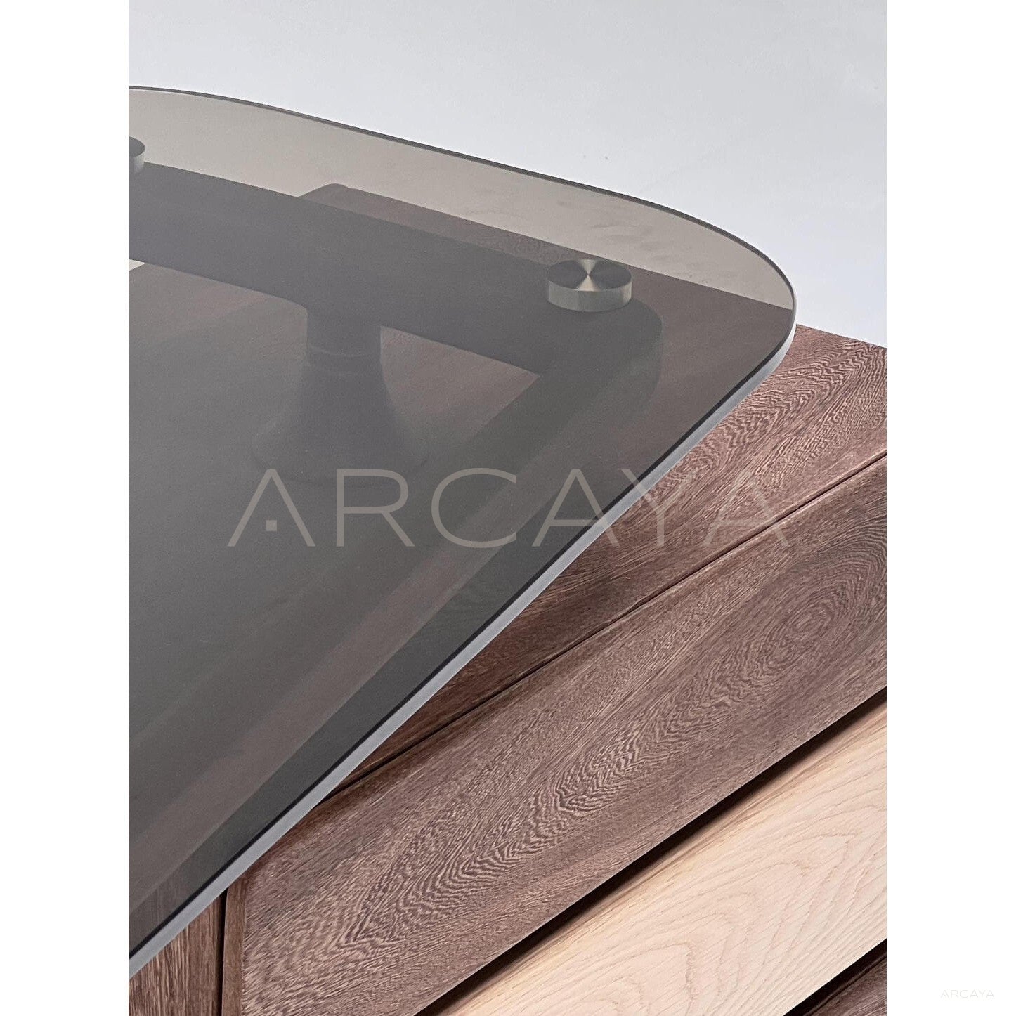 Walnut Irregular Glass Stacked Drawer Desk - scene