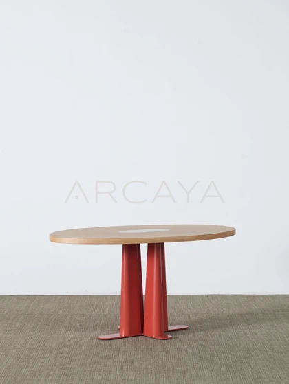 Enna Elm Dining Table - front view 01