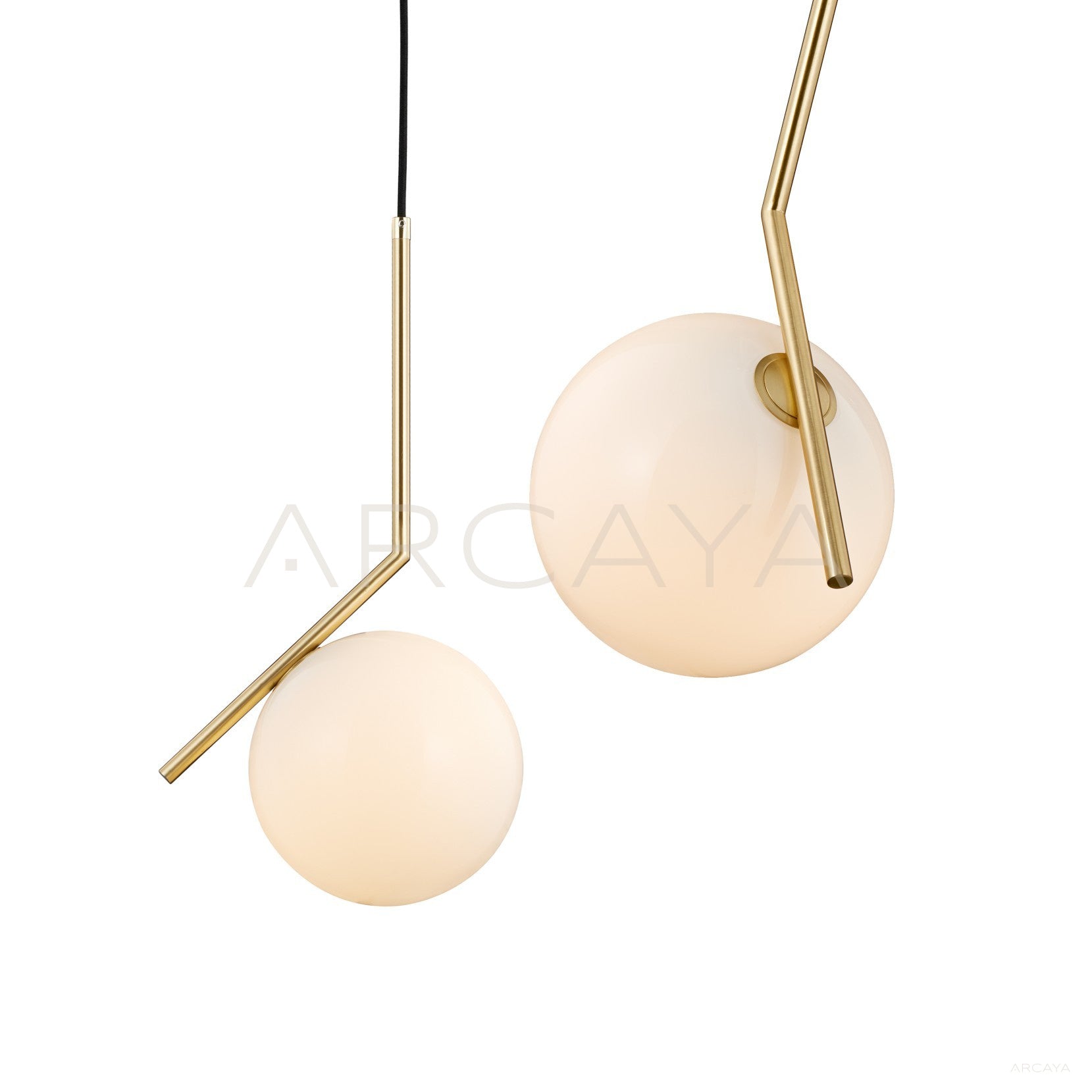 Curved Arm Milky Globe Pendant Light 10563