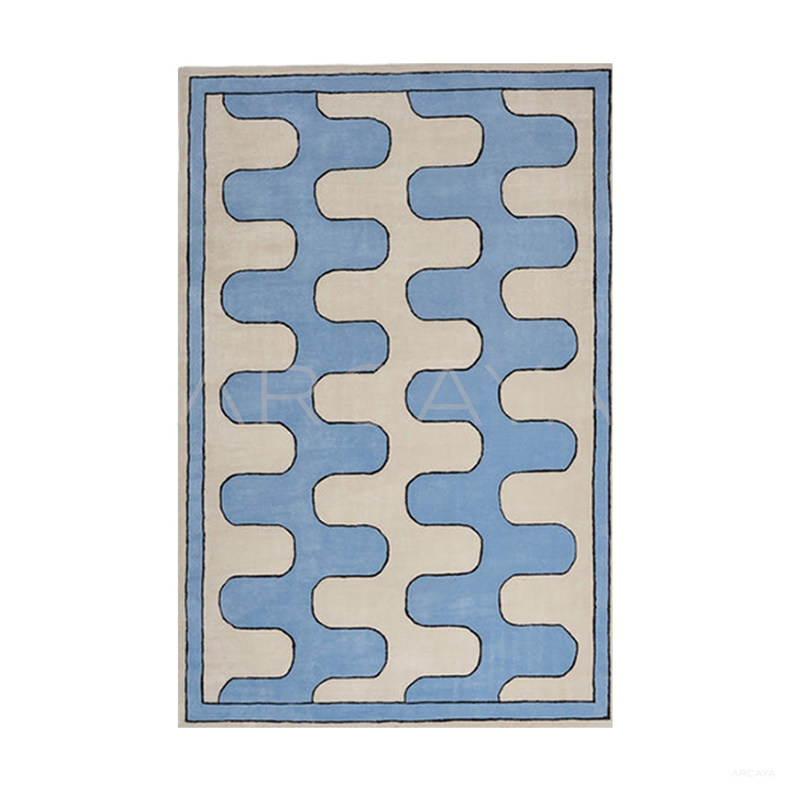 Blue Beige Wave Check Rug Dsm P035 F3