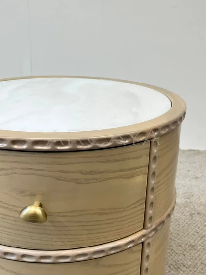 Marble Solid Wood Nightstand - detail