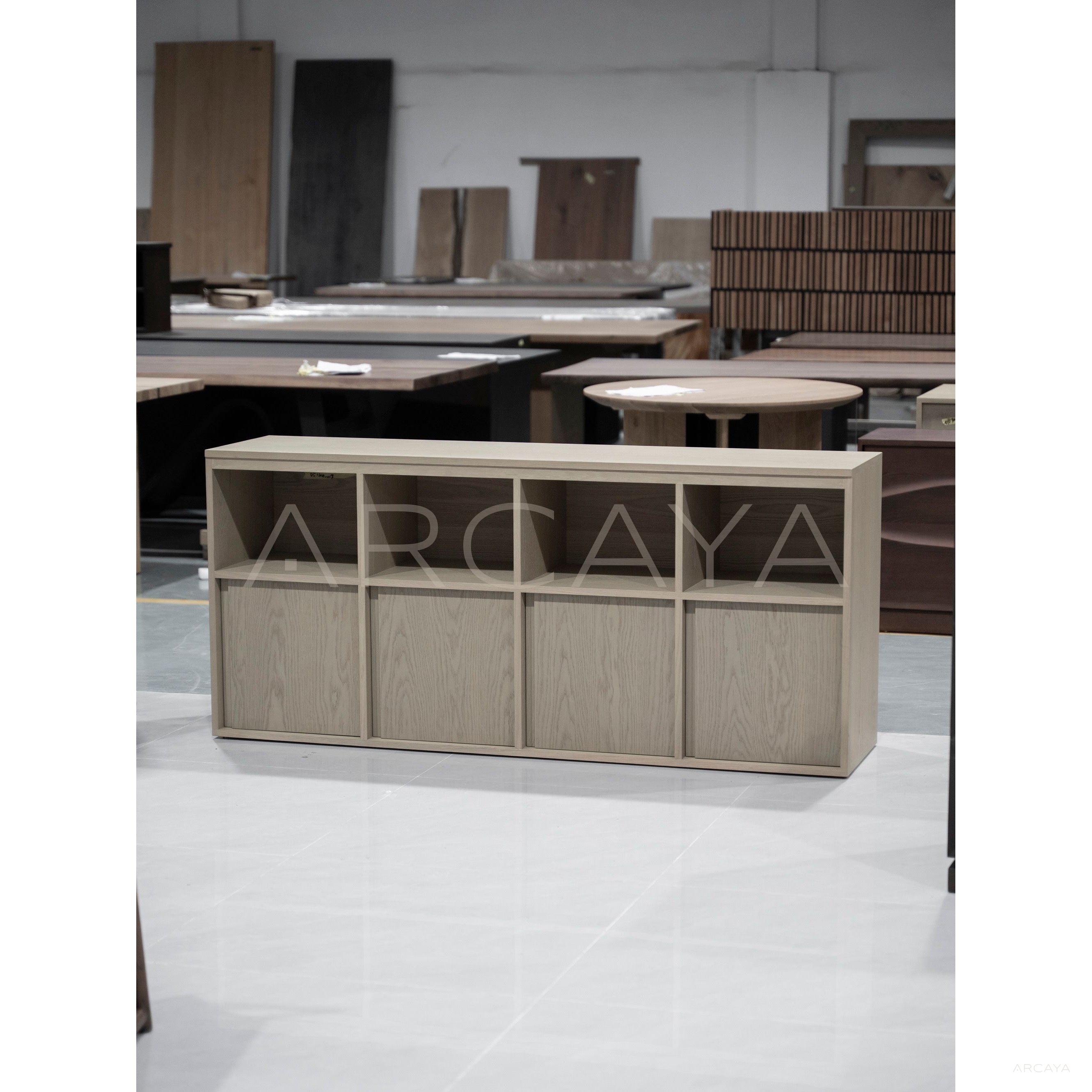 Minimalist Mid Century Solid Wood Storage Cabinet