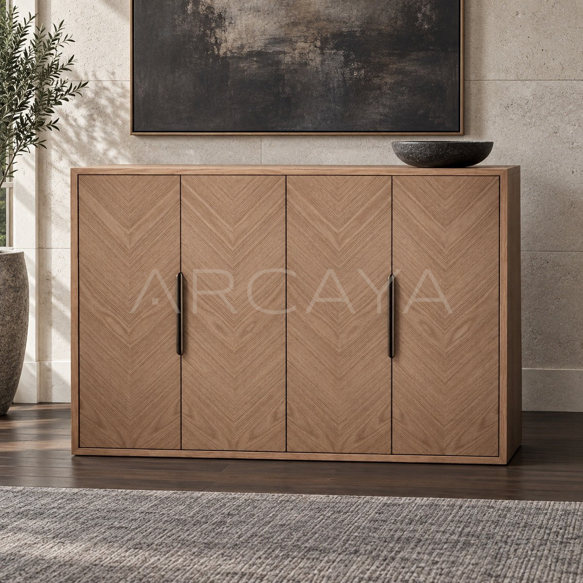 White Oak Sideboard Storage Cabinet