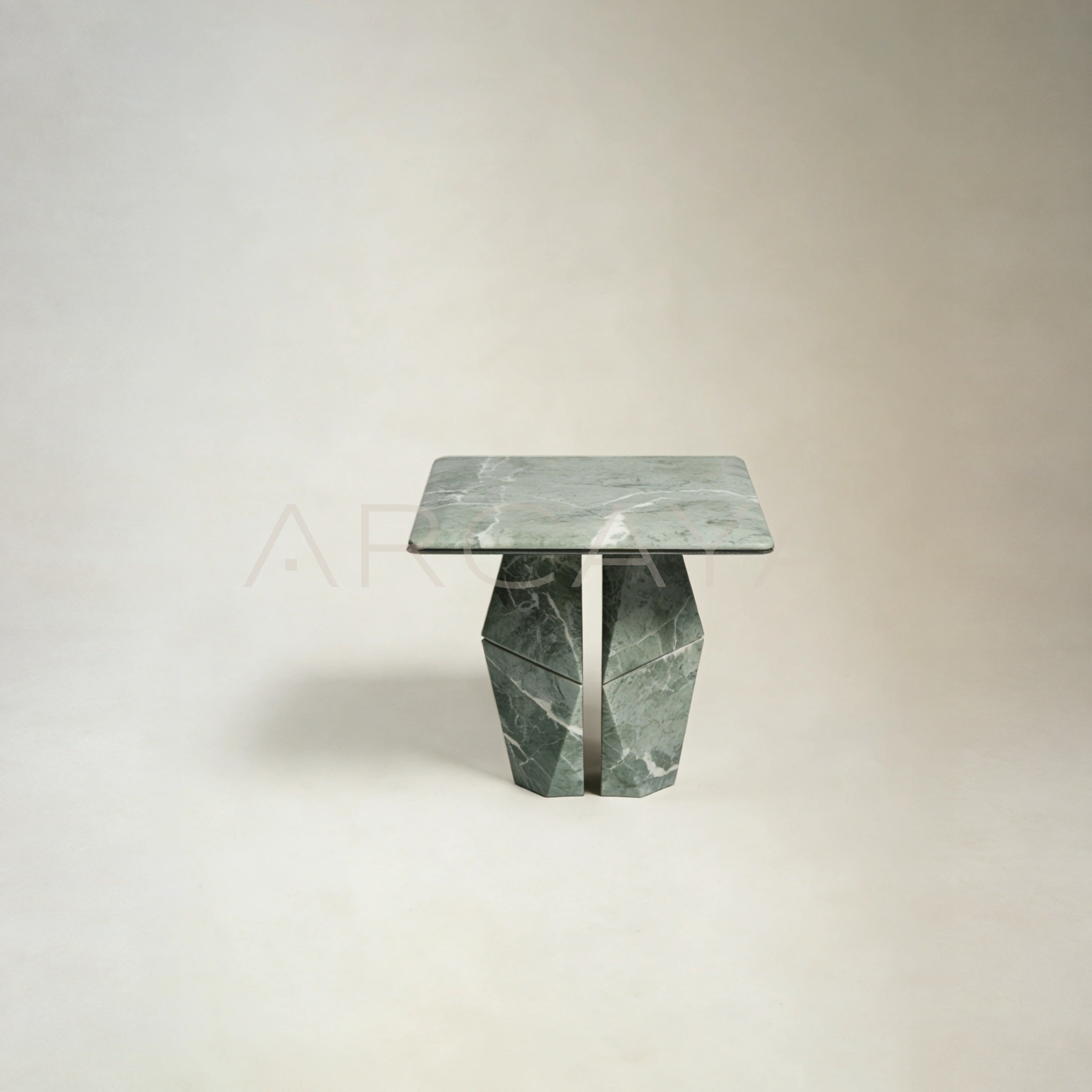 Aston Alpine Green Mid Century Marble Side Table