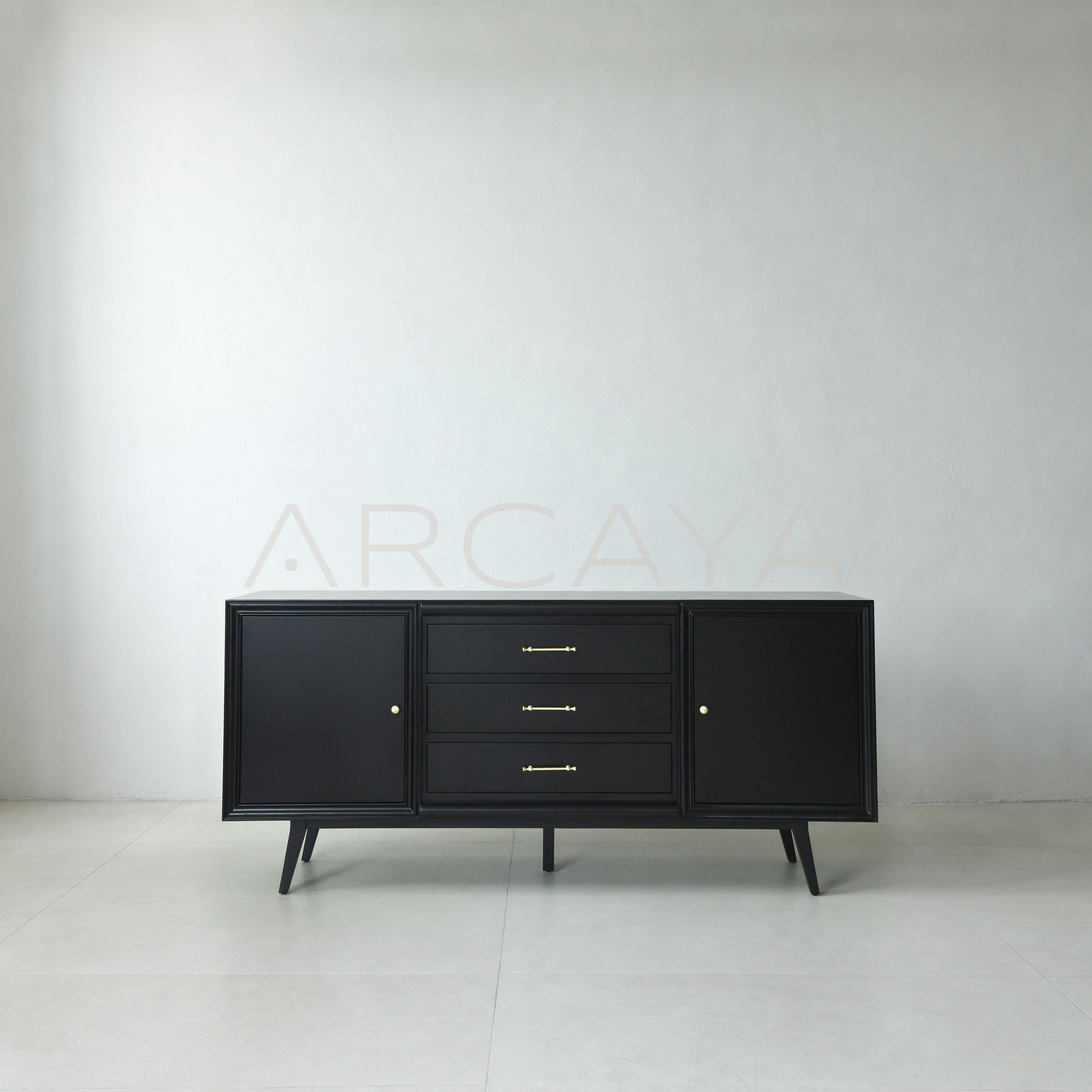 Vintage Minimalist Black Gloss Sideboard