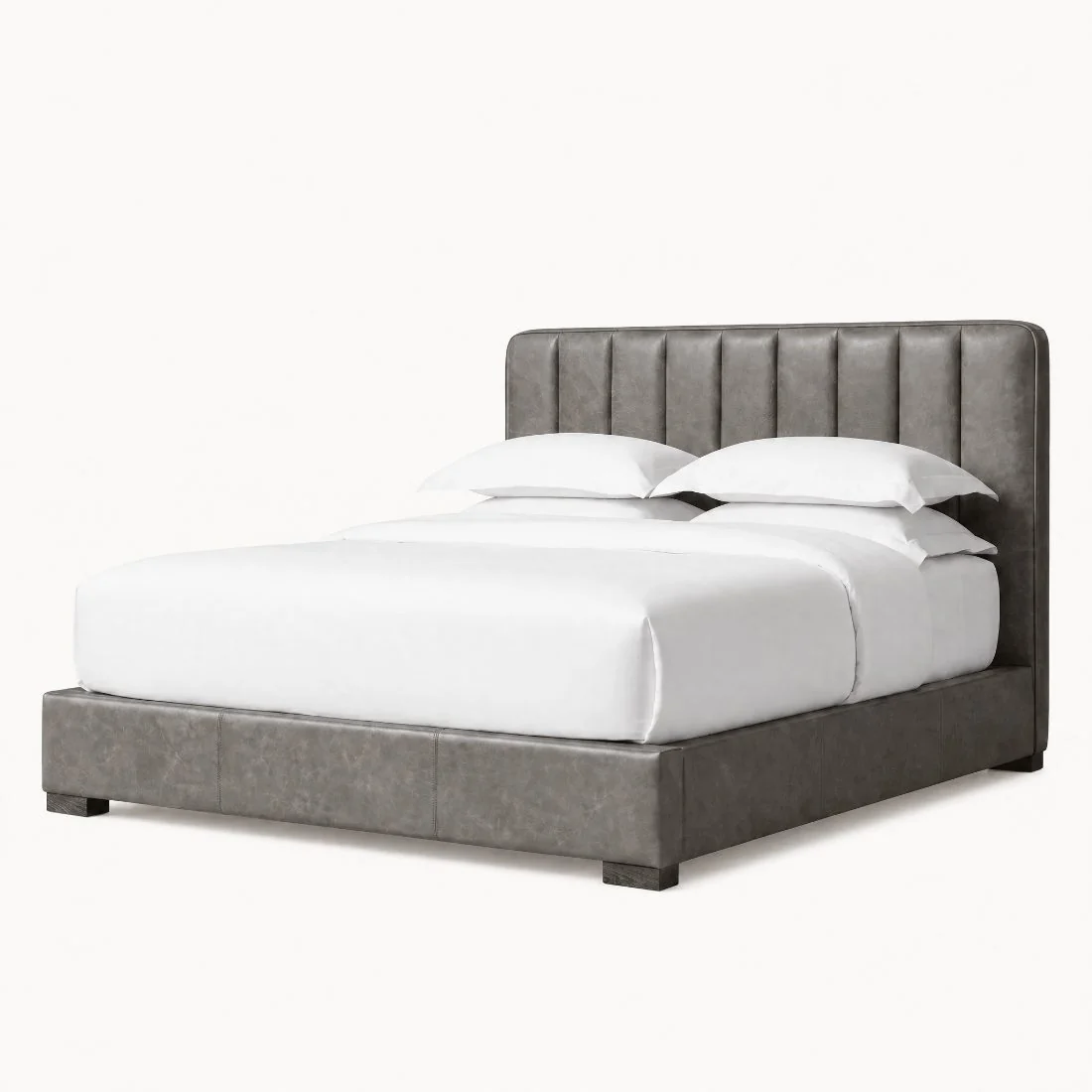 Vertical Channel Tufted Leather Bed