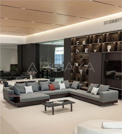 Orla Sand Straight Sofa - front view 02