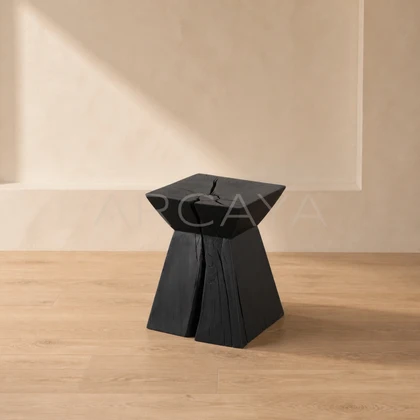 Enna Stone Side Table - front view 15