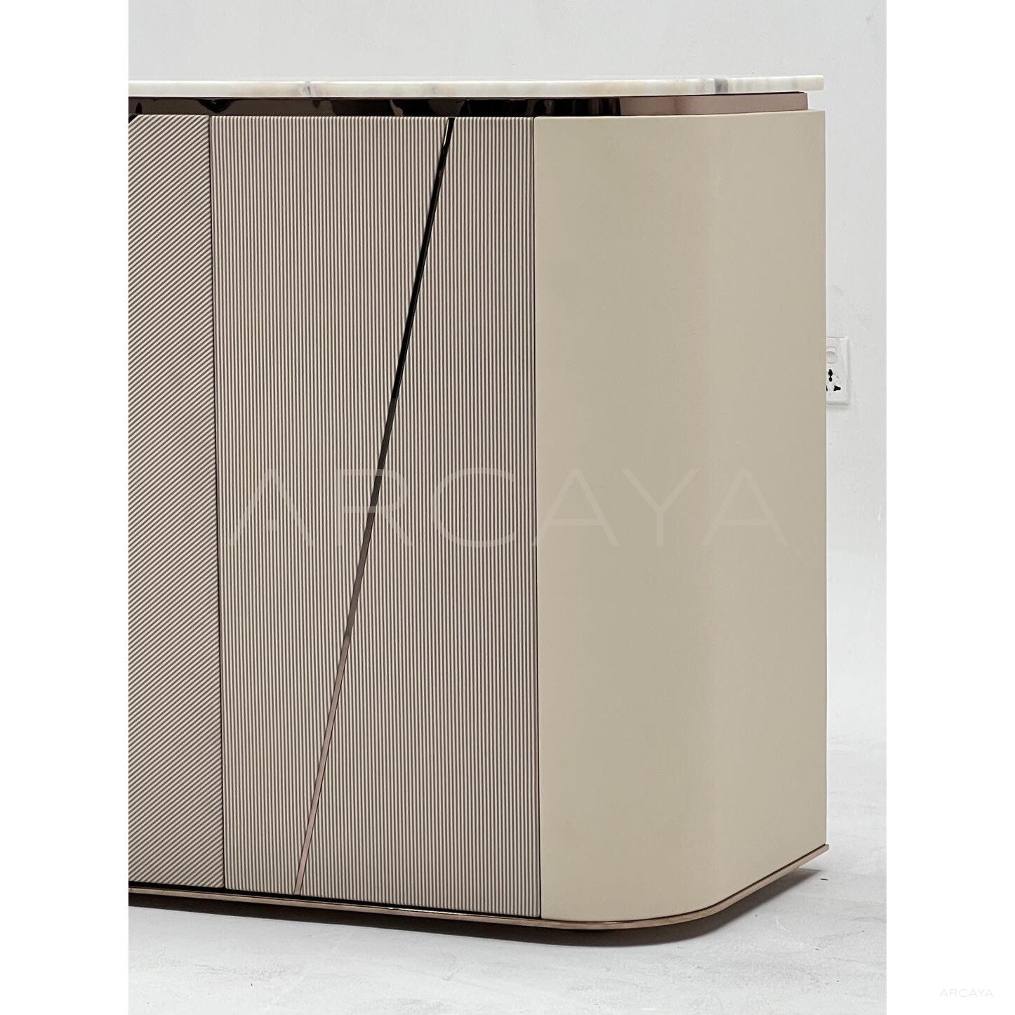 Geometric Leather Sintered Stone Sideboard - scene