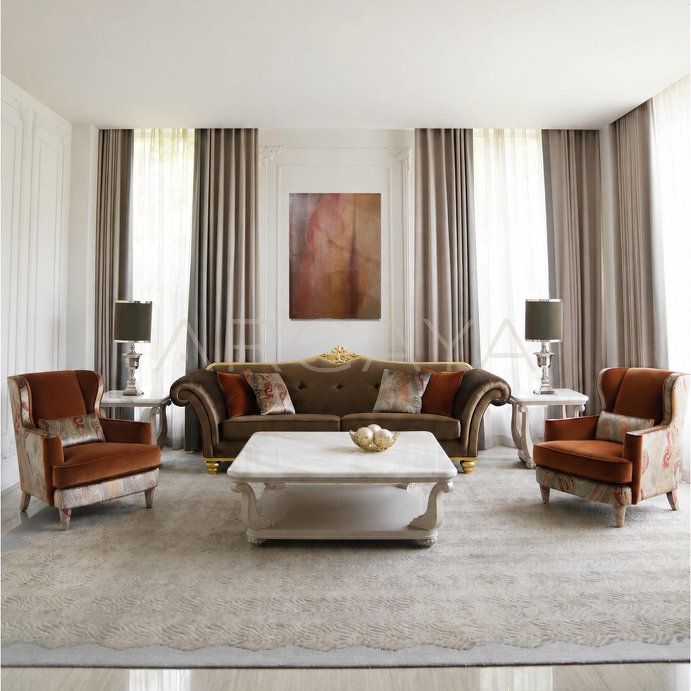 Classical Sofa Coffee Orange