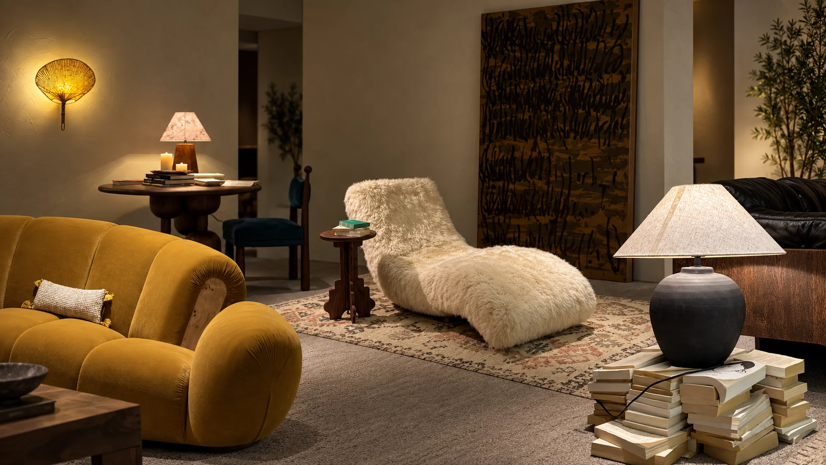 Artful sofas, lounge seating and sculptural lighting