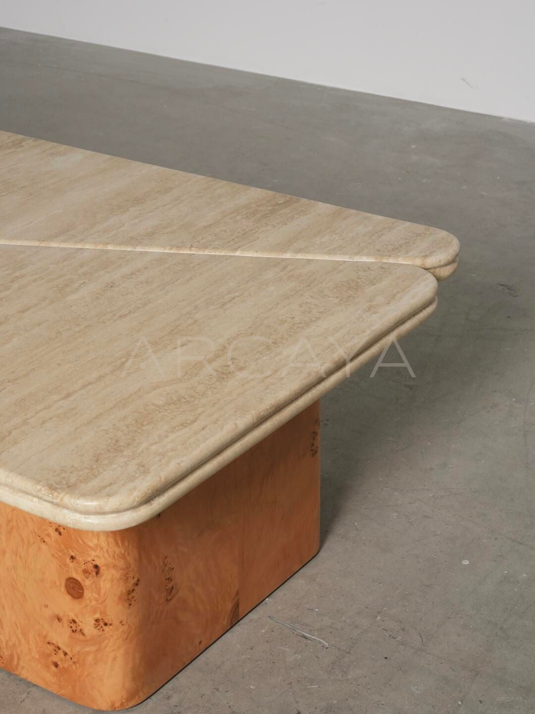 Raw Travertine Burl Coffee Table - detail