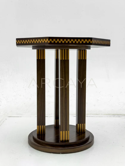 Mid Century Inlaid Side Table - scene