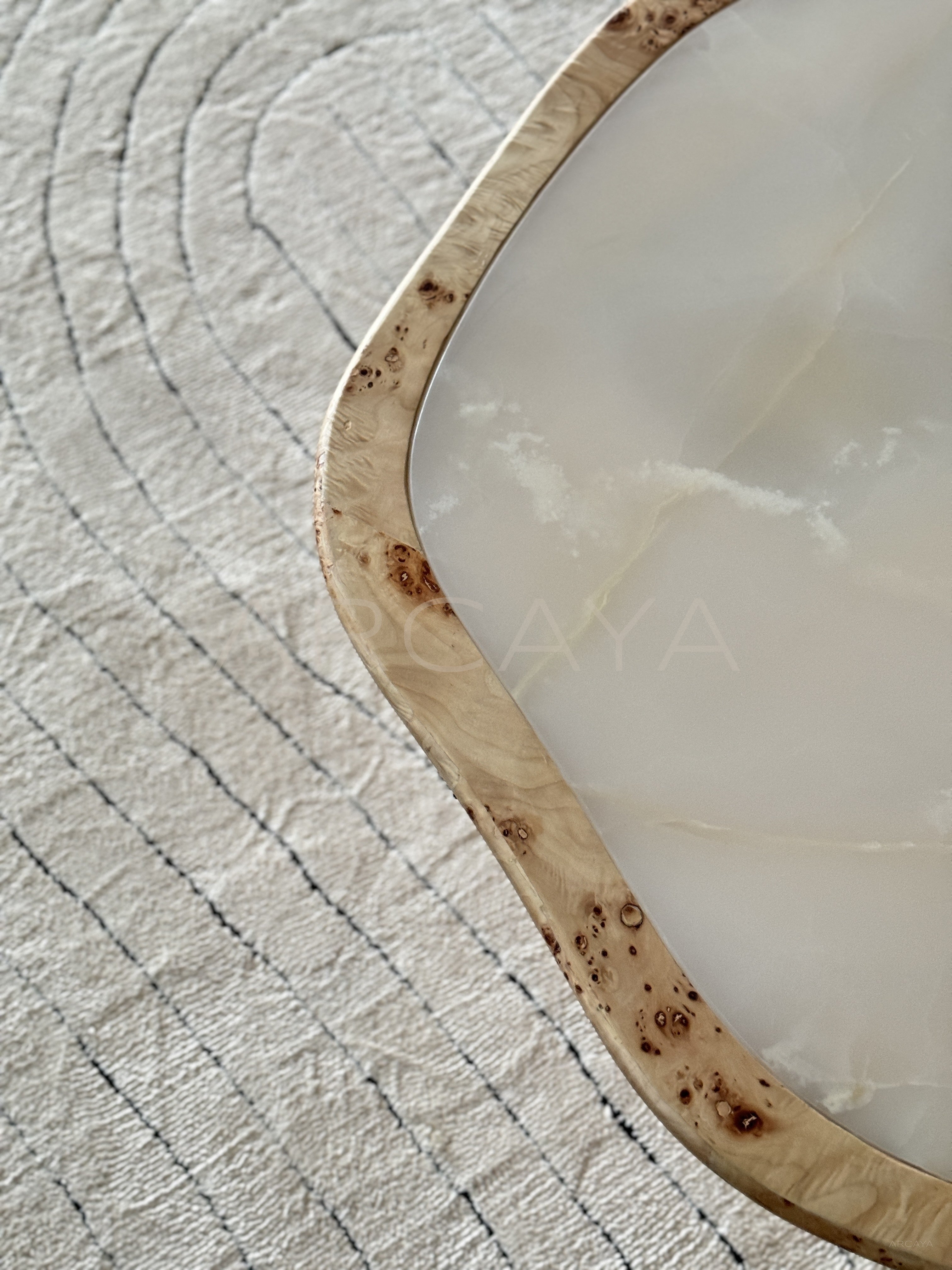 Burl Wood Cloud Marble Side Table - scene