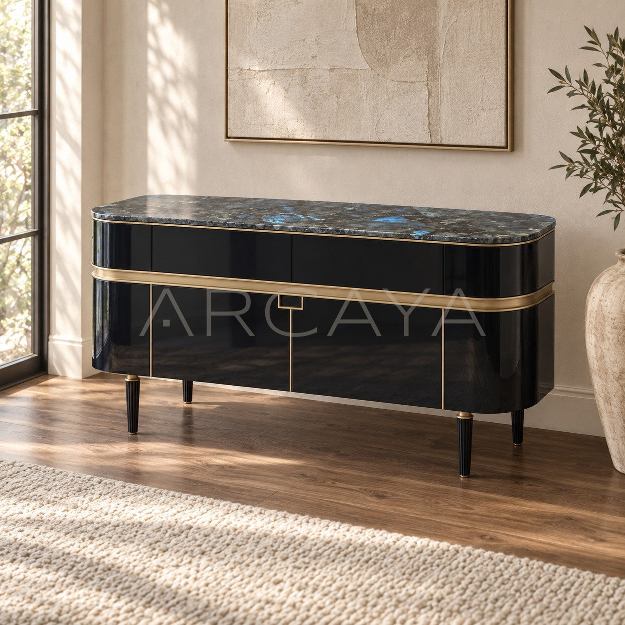 Blue Jade Stone Entryway Cabinet