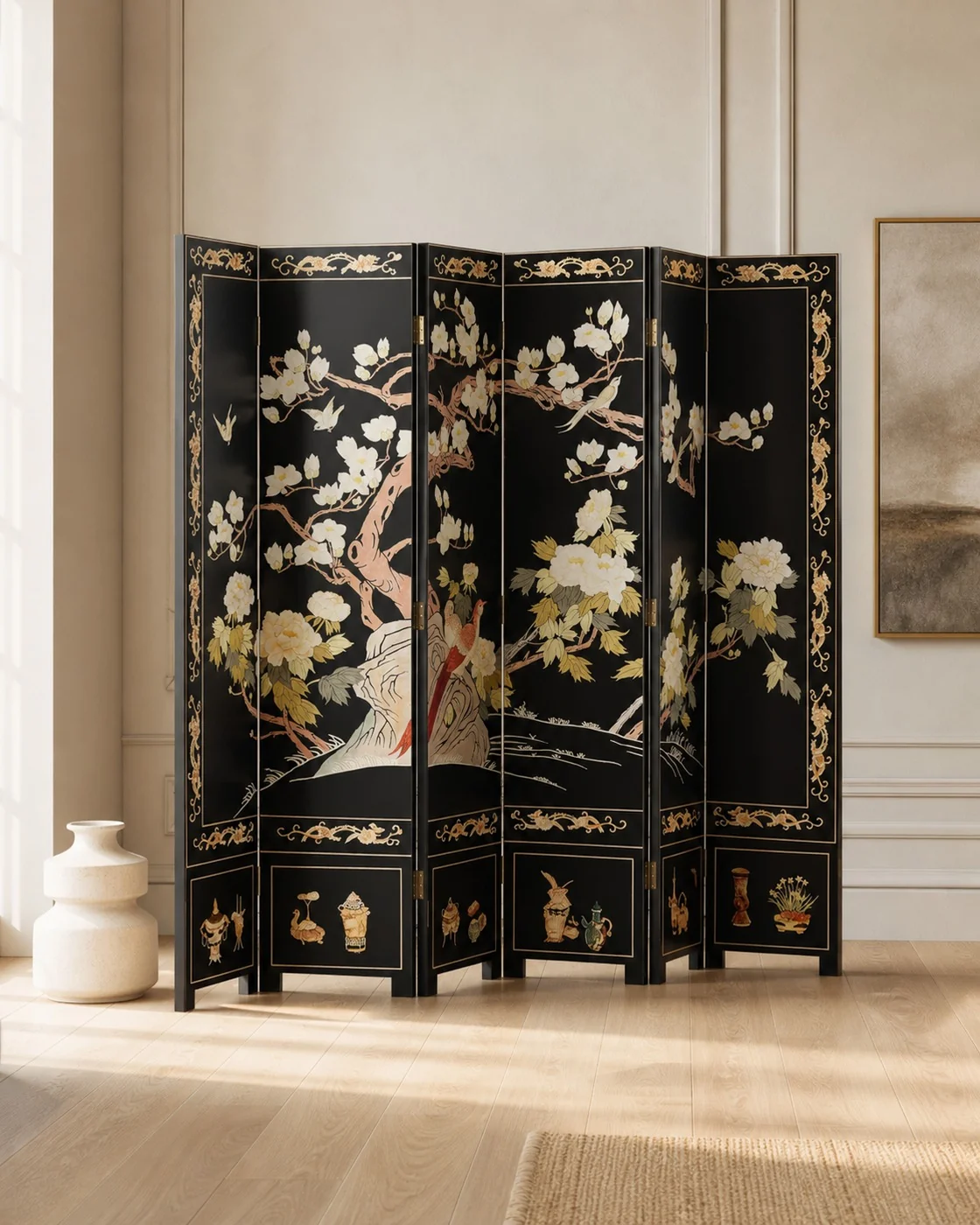 Stuart Painted Screen in a finished interior.