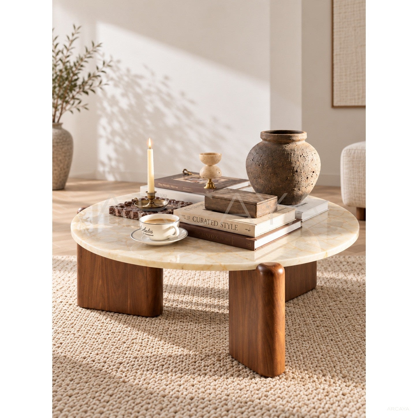 Ice Age Glacier Marble Coffee Table - scene