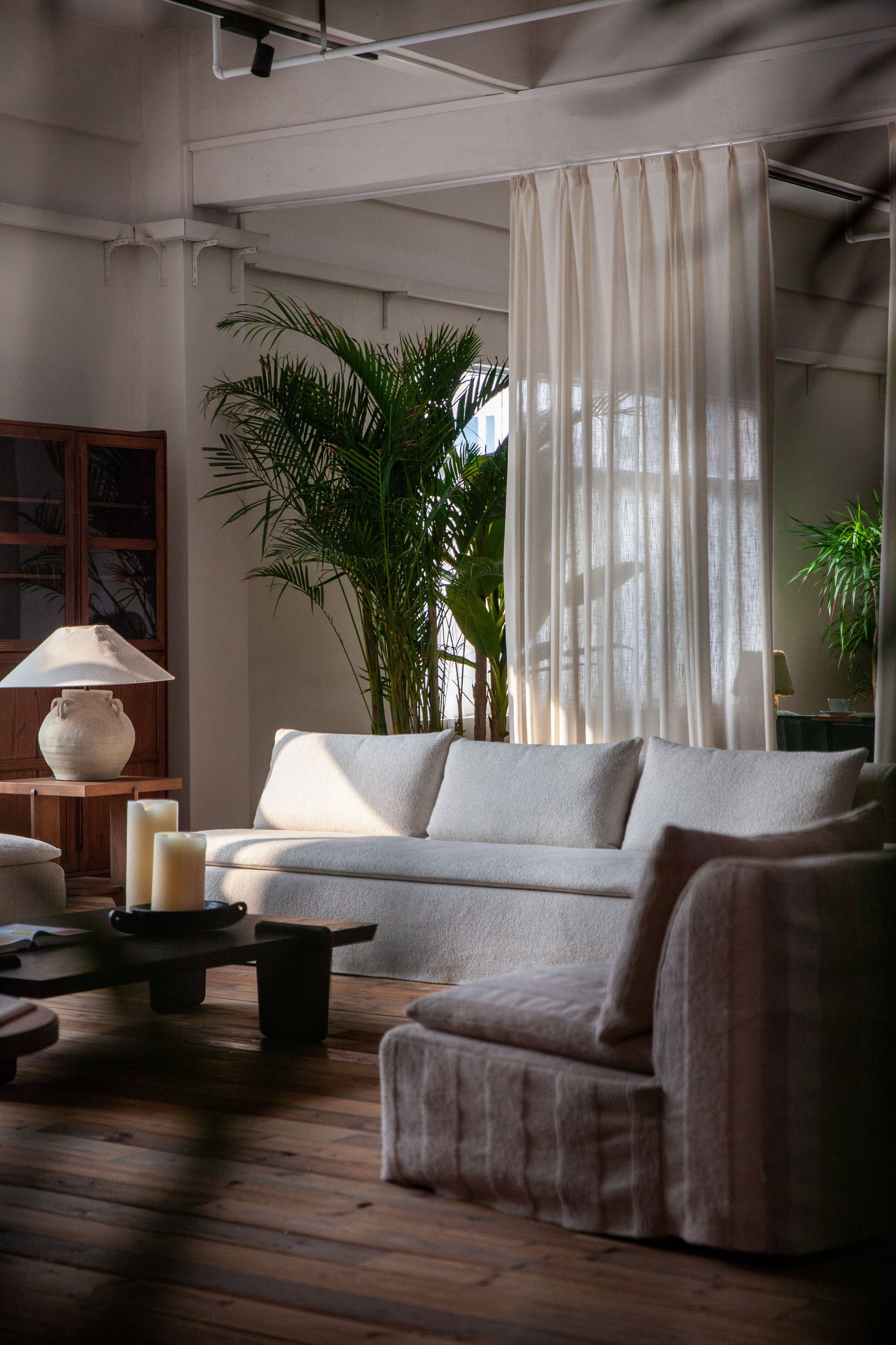 Custom upholstered sofa in a furnished interior