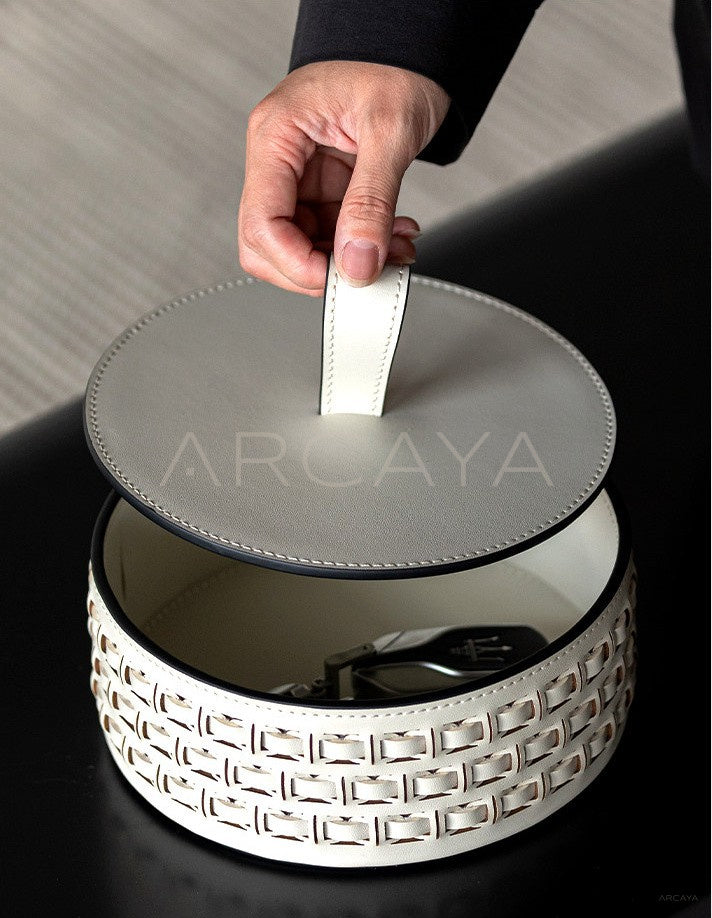 Hollow Leather Lidded Jewelry Box - scene