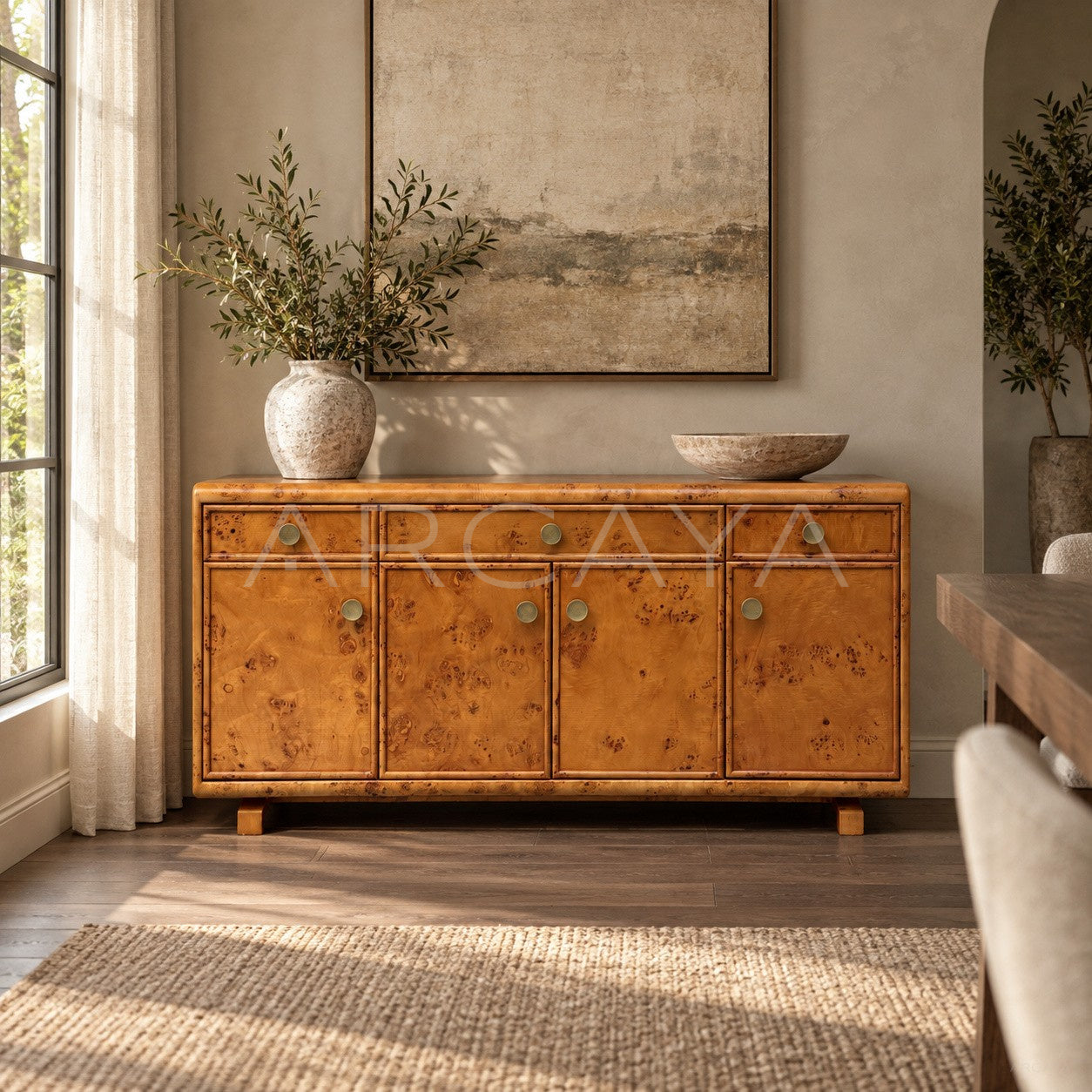 Bronze Metal Burl Sideboard