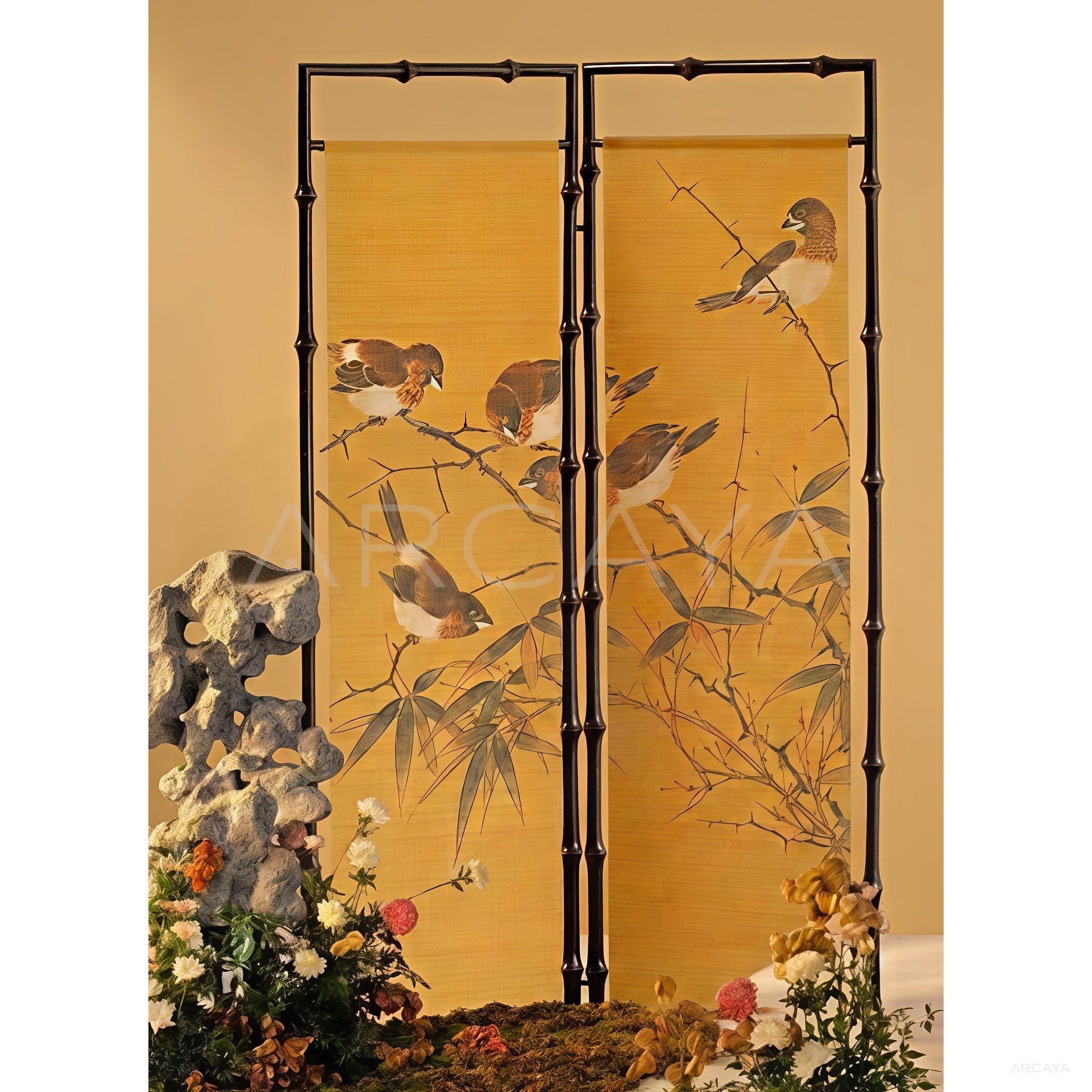 Chinese Folding Screen Stone Flower - main