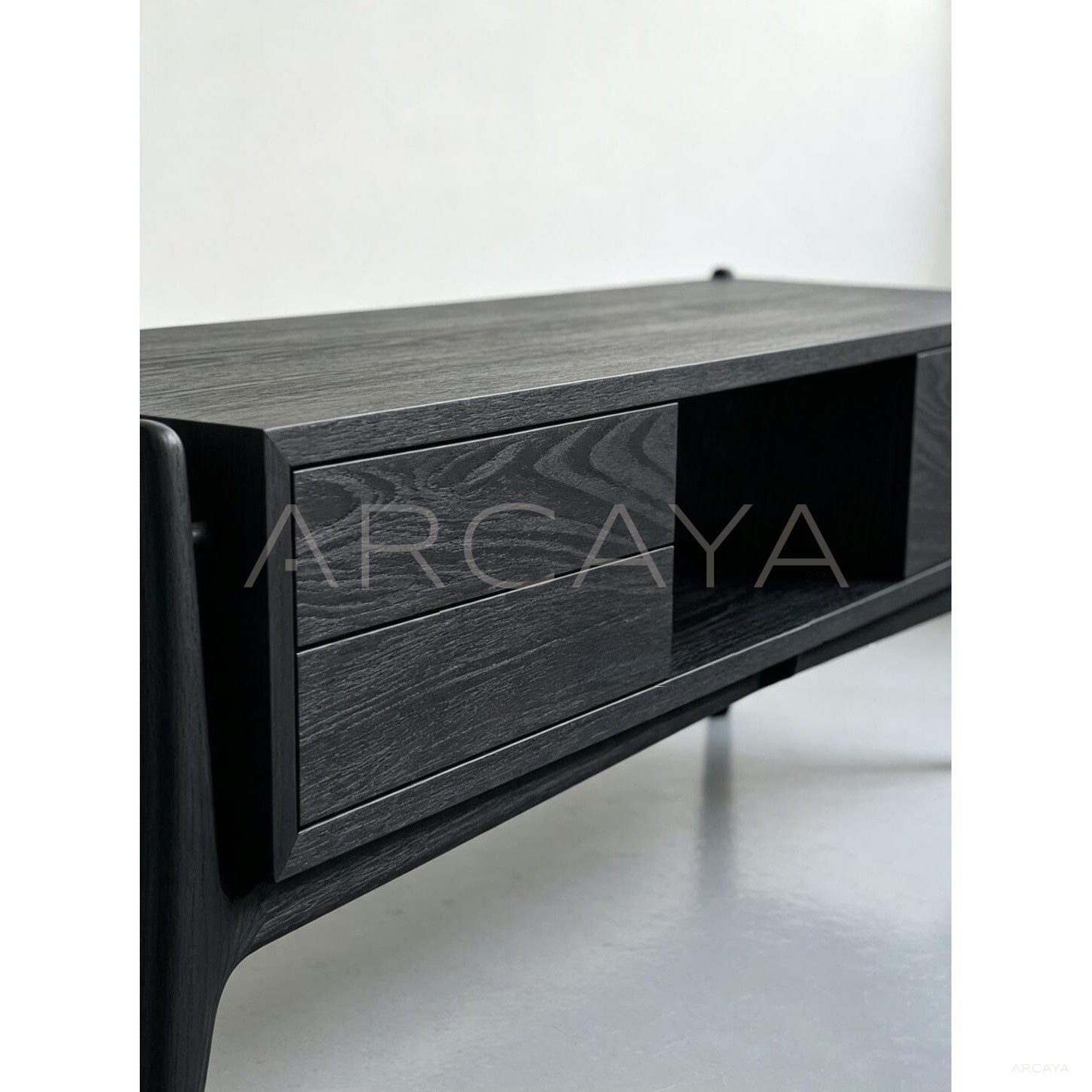 Minimalist Black Ash Tv Stand - scene
