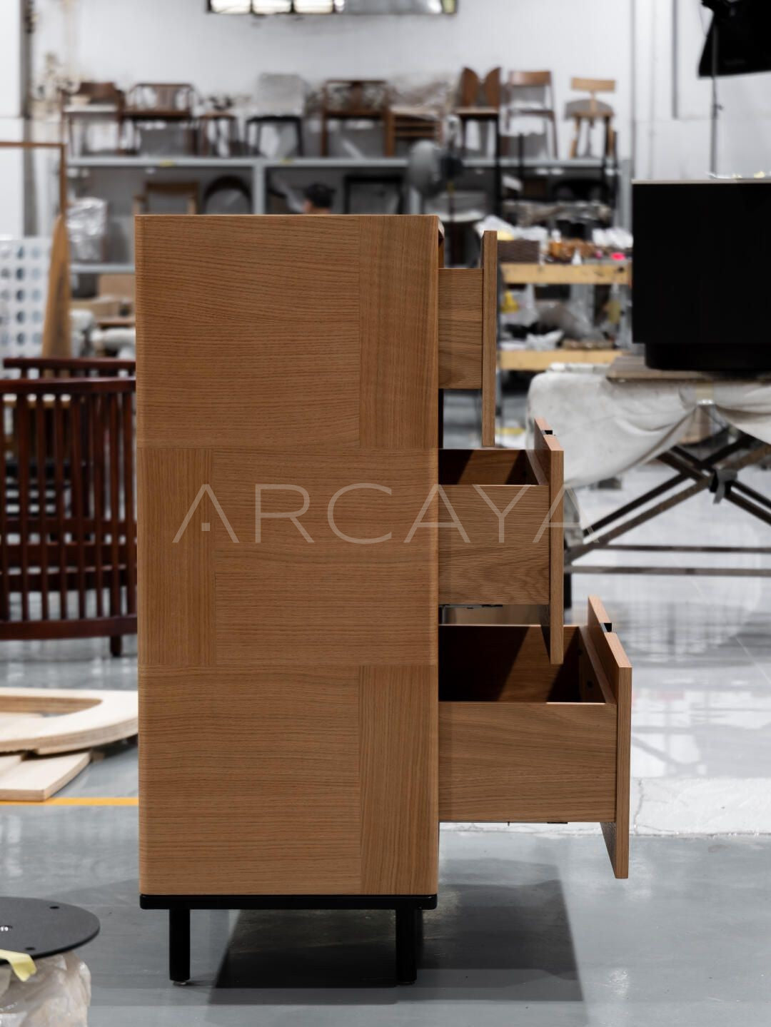 Natural Wood Mid Century Cabinet - scene