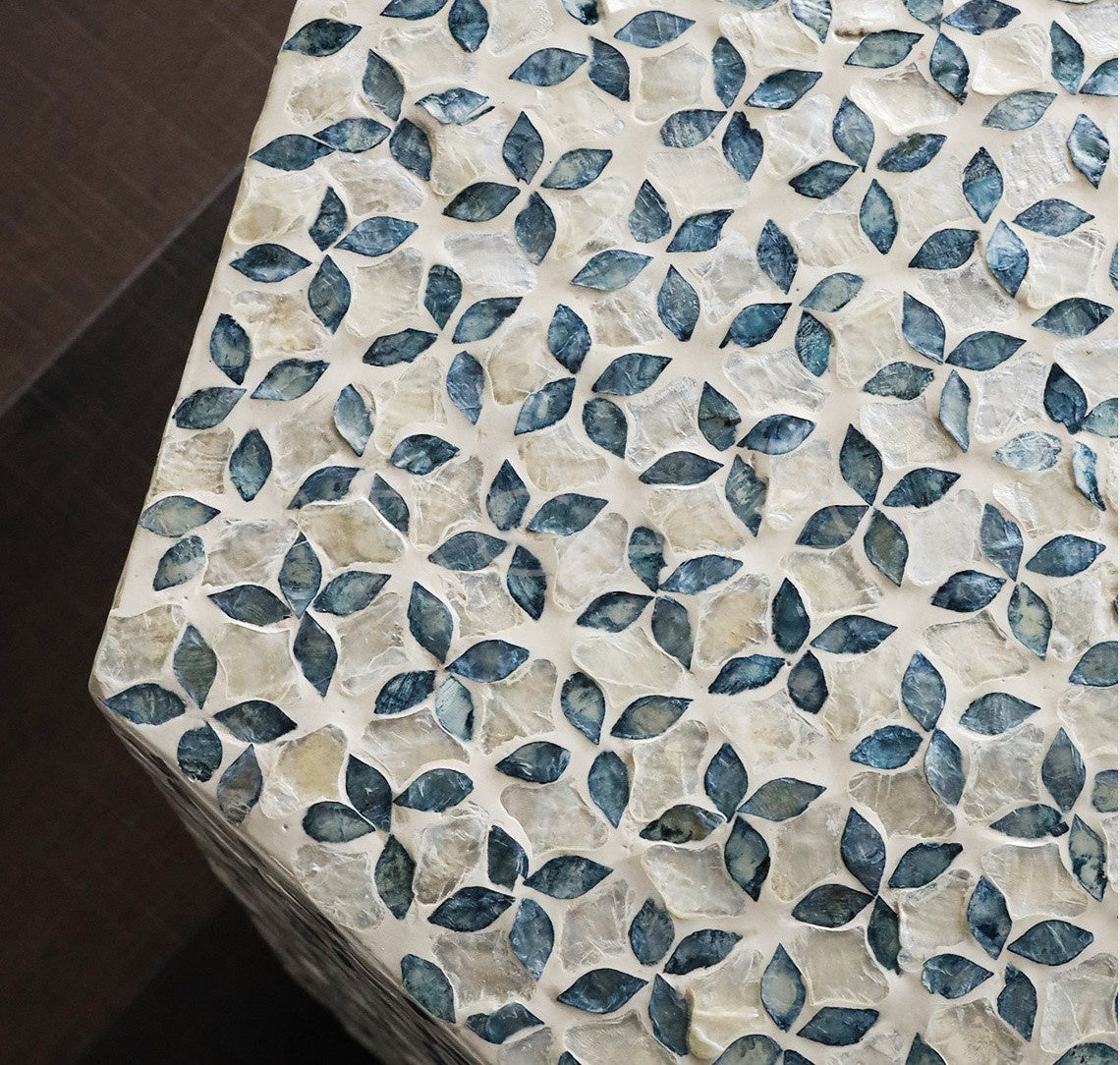Natural Shell Inlay Hexagonal Side Table - scene