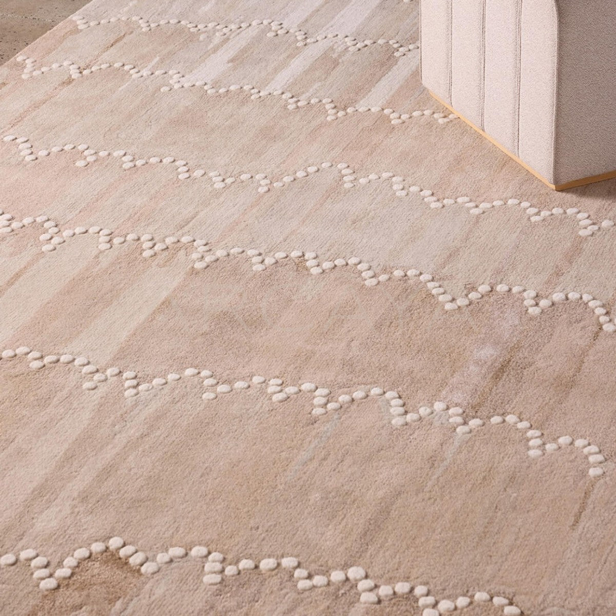 Light Khaki Wave Pattern Rug