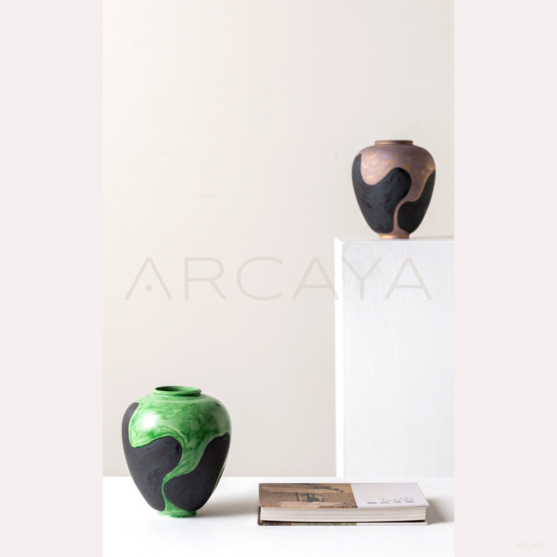 Hand Painted Blurred Ceramic Vase - scene