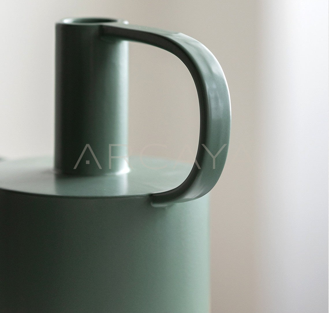 Minimalist Geometric Dark Green Ceramic Vase - scene