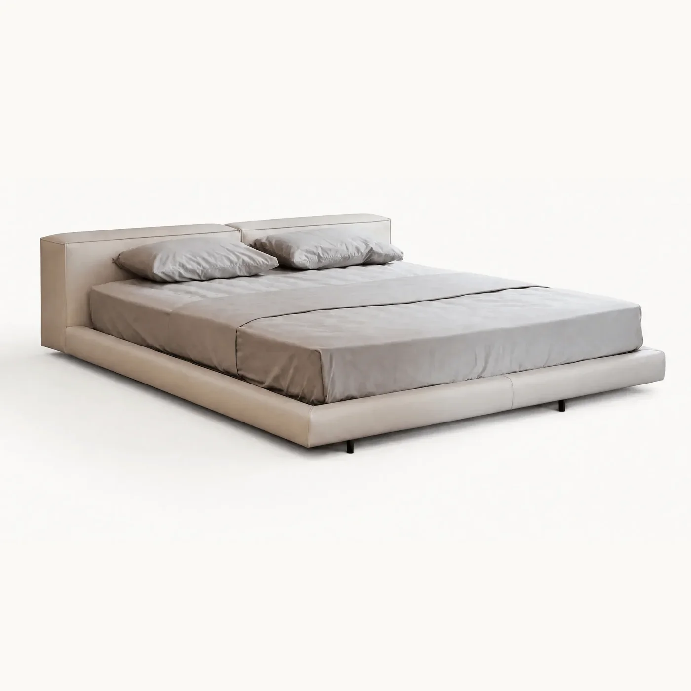Wood Floating Low Platform Bed