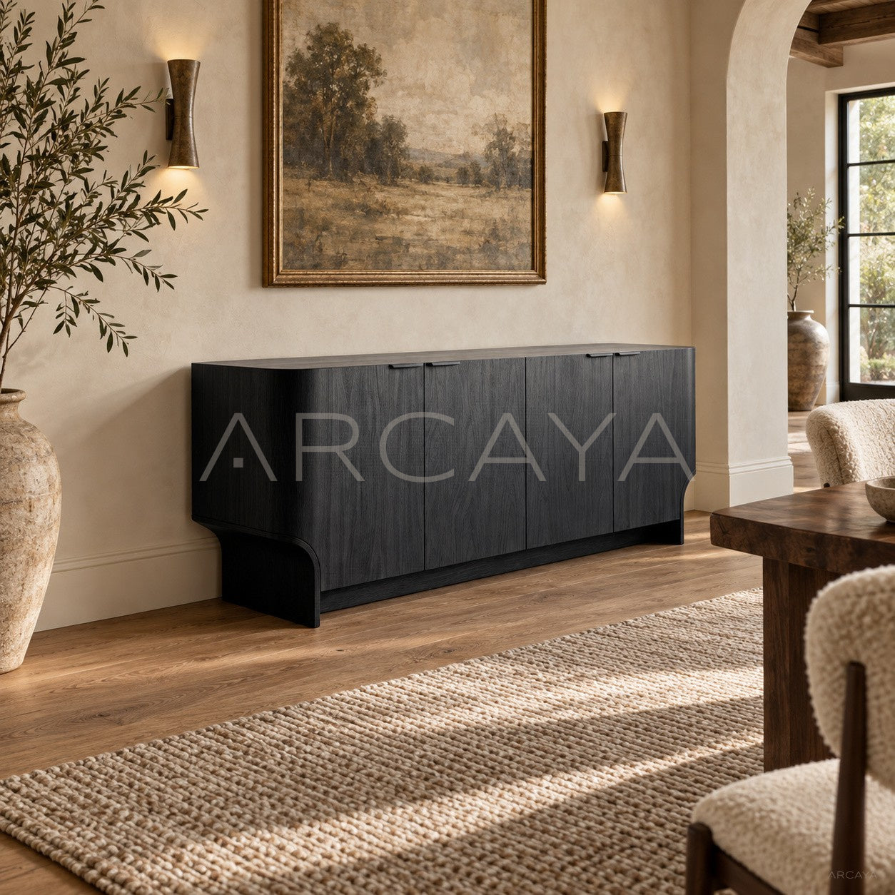 Ash Wood Minimalist Sideboard - scene