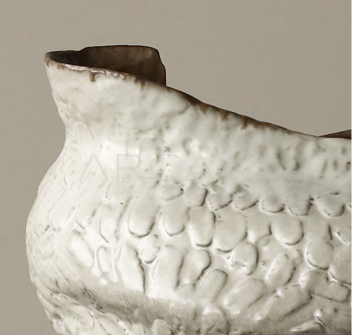 Vintage Handmade Textured Ceramic Vase - scene