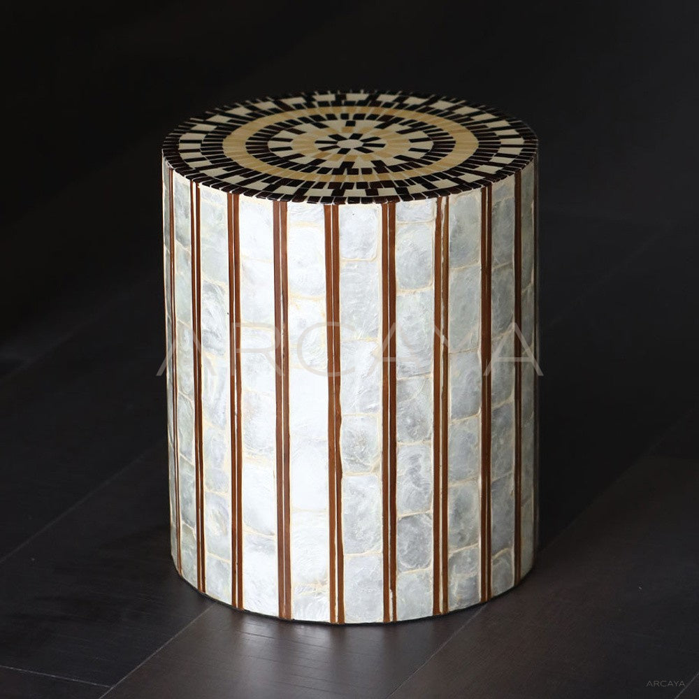 Shell Inlay Mobile Side Table