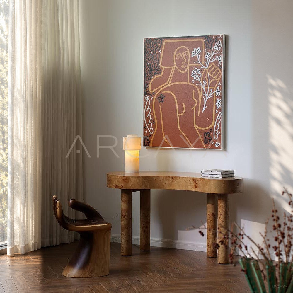Burl Veneer Side Table