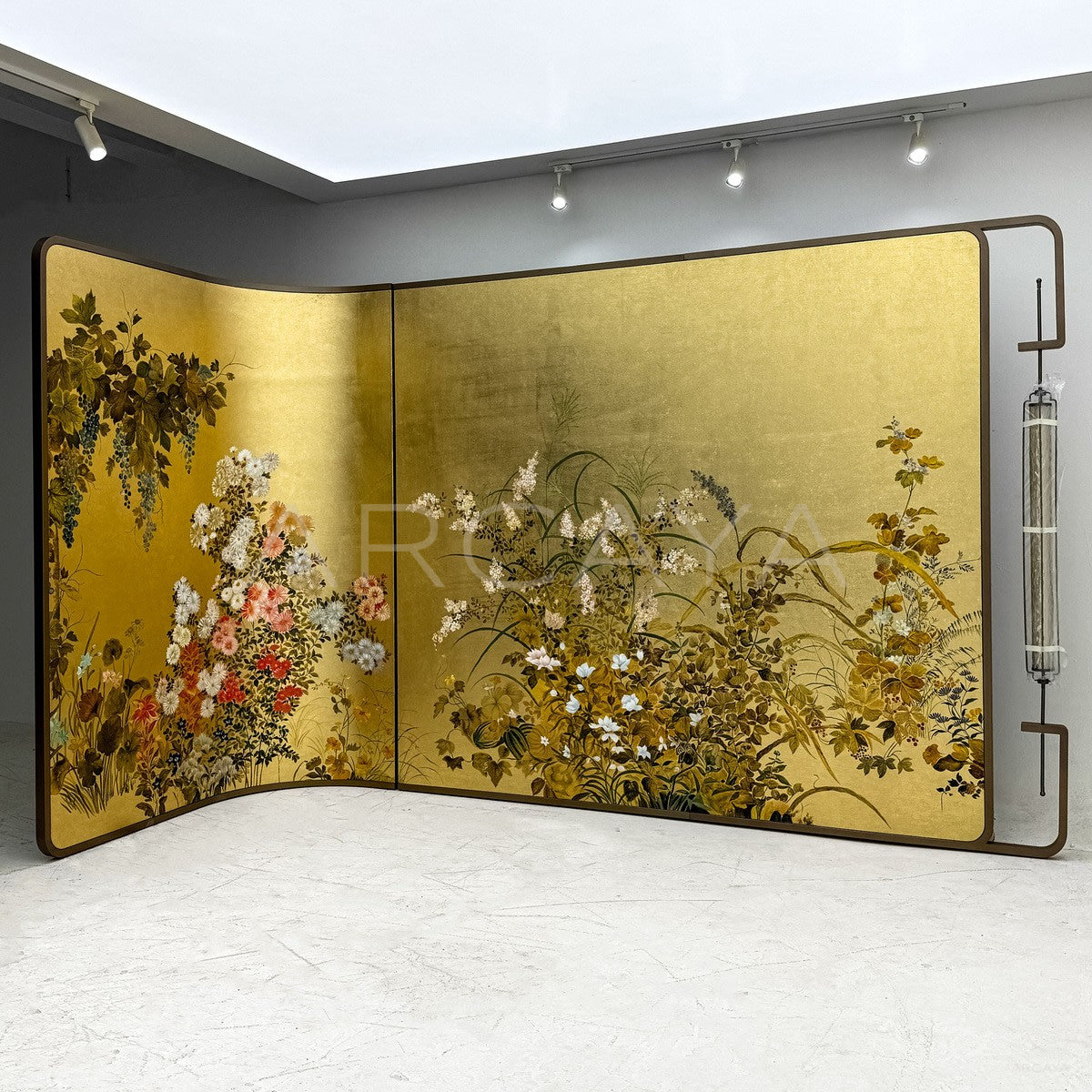 Gold Leaf Floral Folding Screen