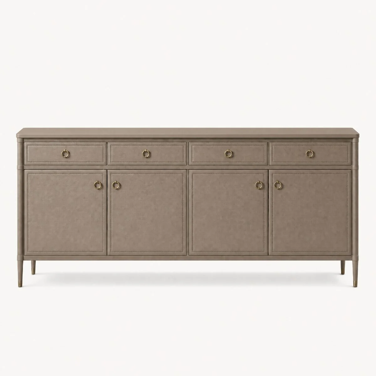 Taupe Leather Ring-Pull Sideboard