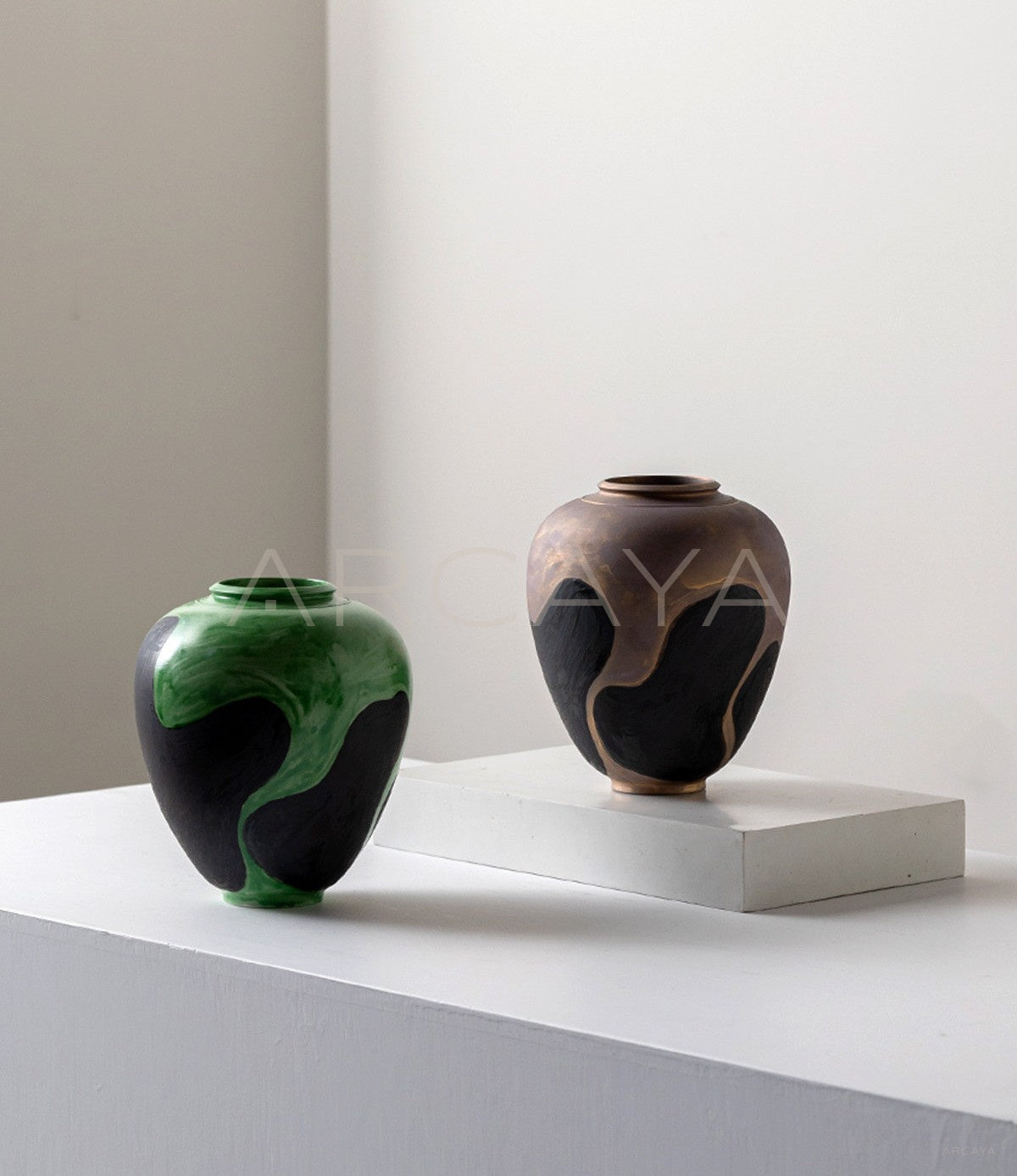 Hand Painted Blurred Ceramic Vase - scene