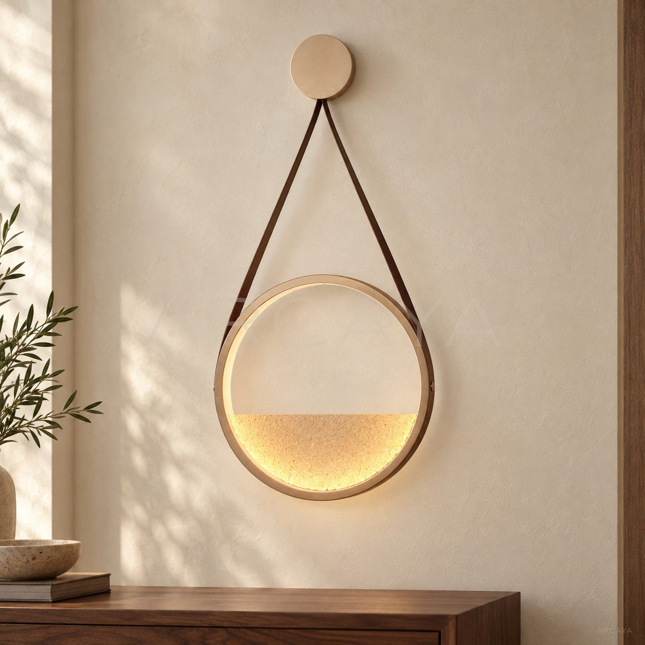 Leather Strap Half Texture Halo Wall Light 95325