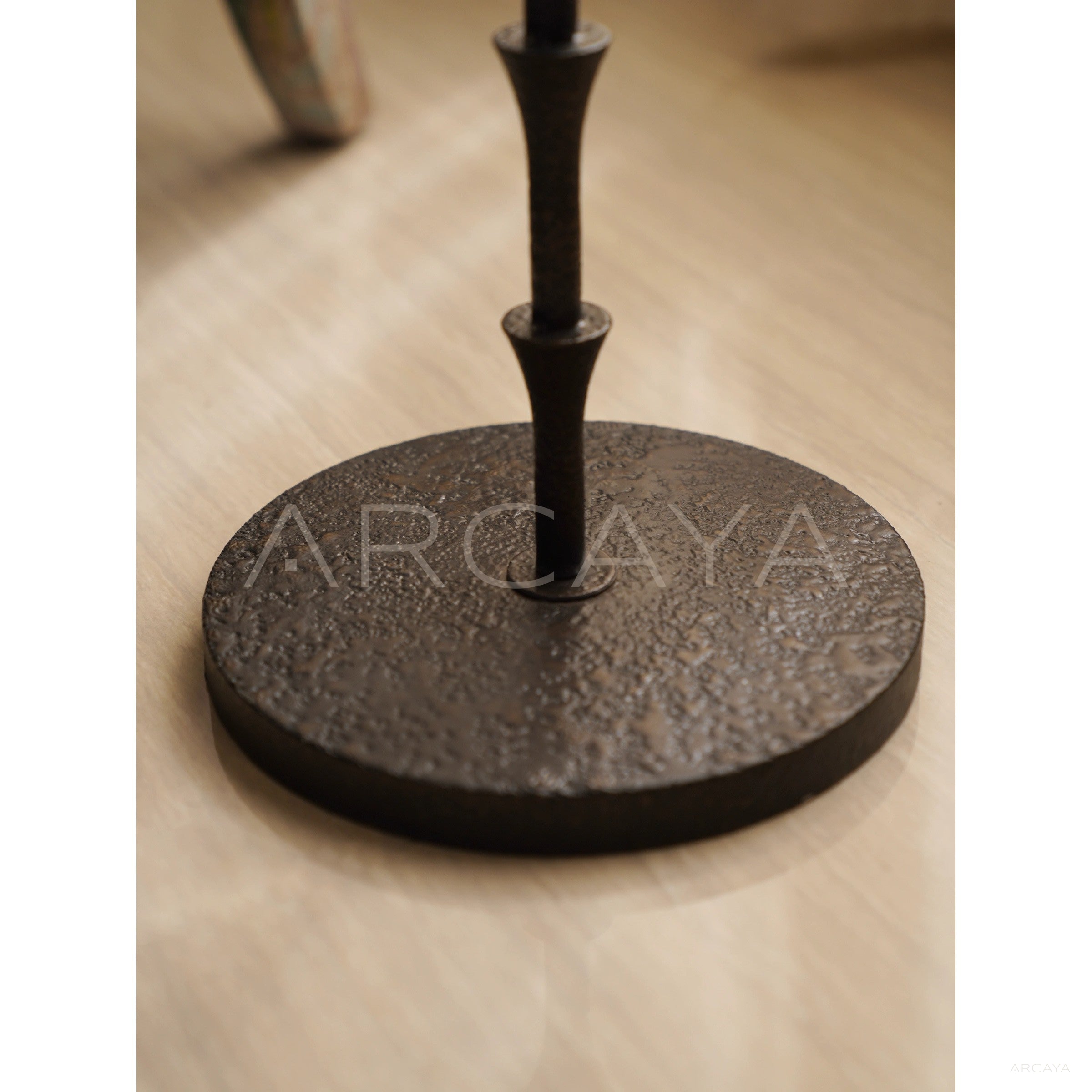 Hand Forged Bamboo Joint Marble Side Table - scene