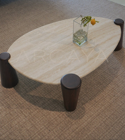 Dio Travertine Island Coffee Table - scene