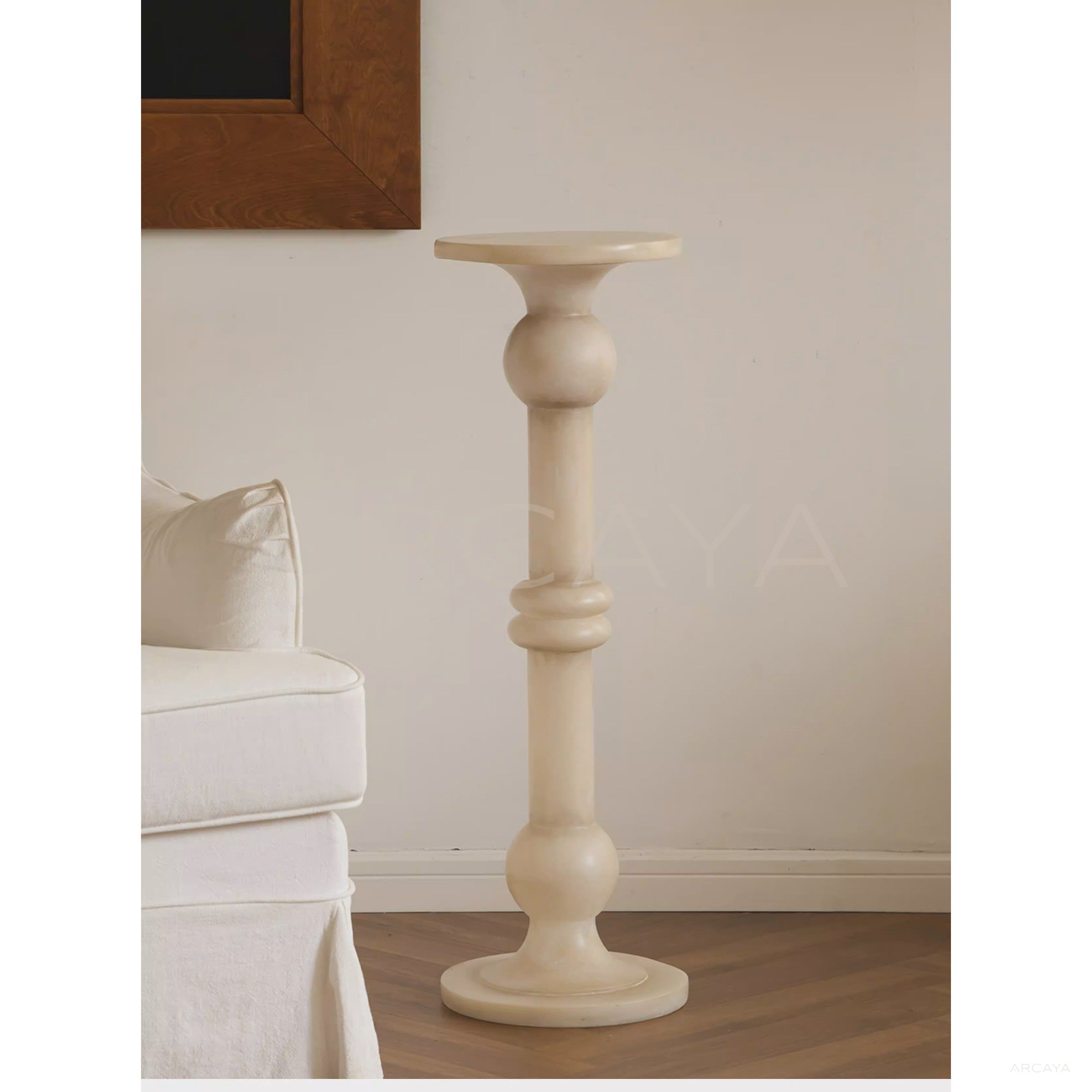Faux Jade Candlestick Column — Decorative Objects