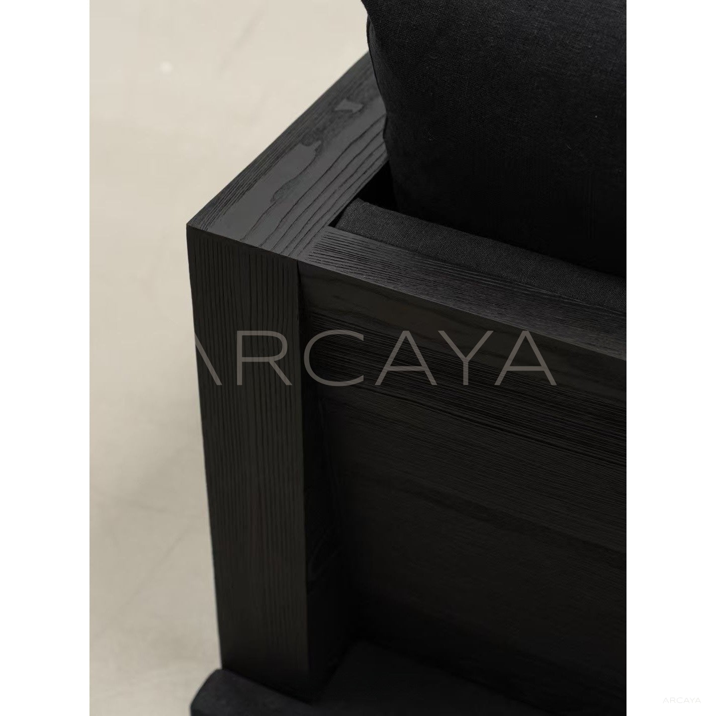 Mushin Black Linen Sofa - scene
