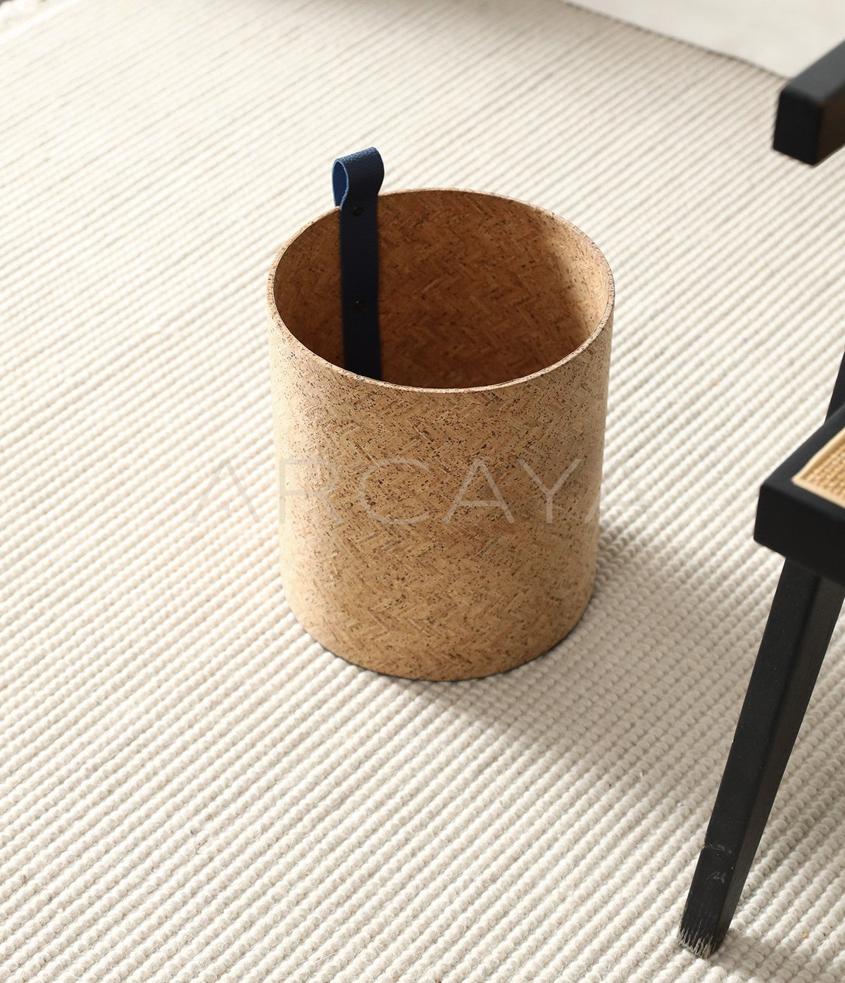 Natural Cork Woven Storage Bucket With Handles - scene