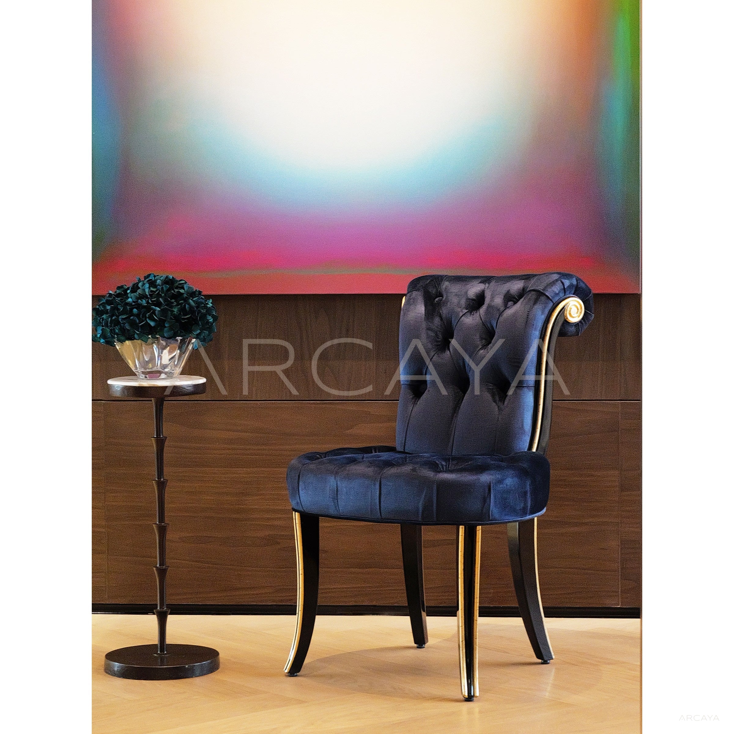 Makayla Black Gold Classical Vanity Table - scene